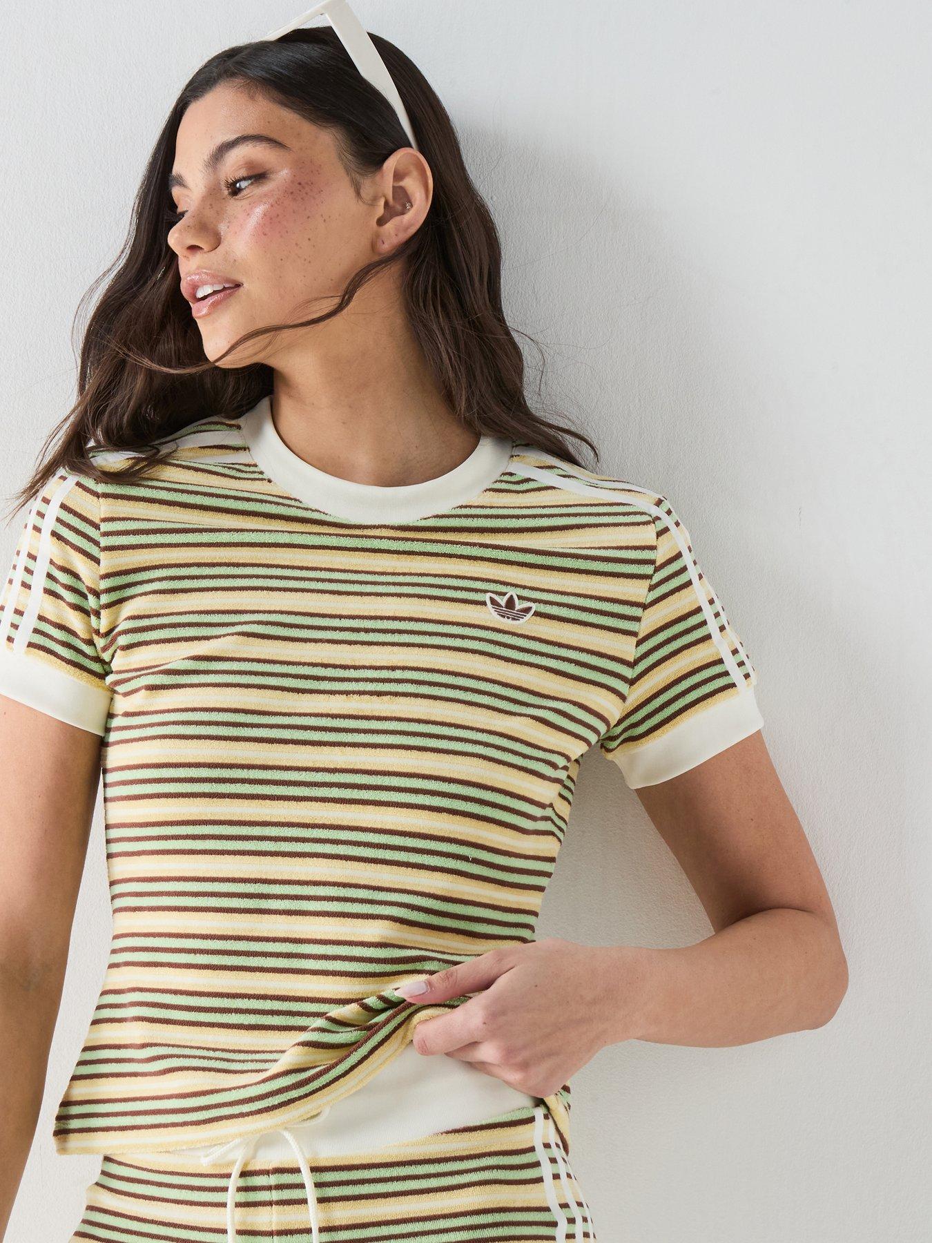 Image 1 of 6 of adidas Originals Women's Striped T-Shirt - Yellow