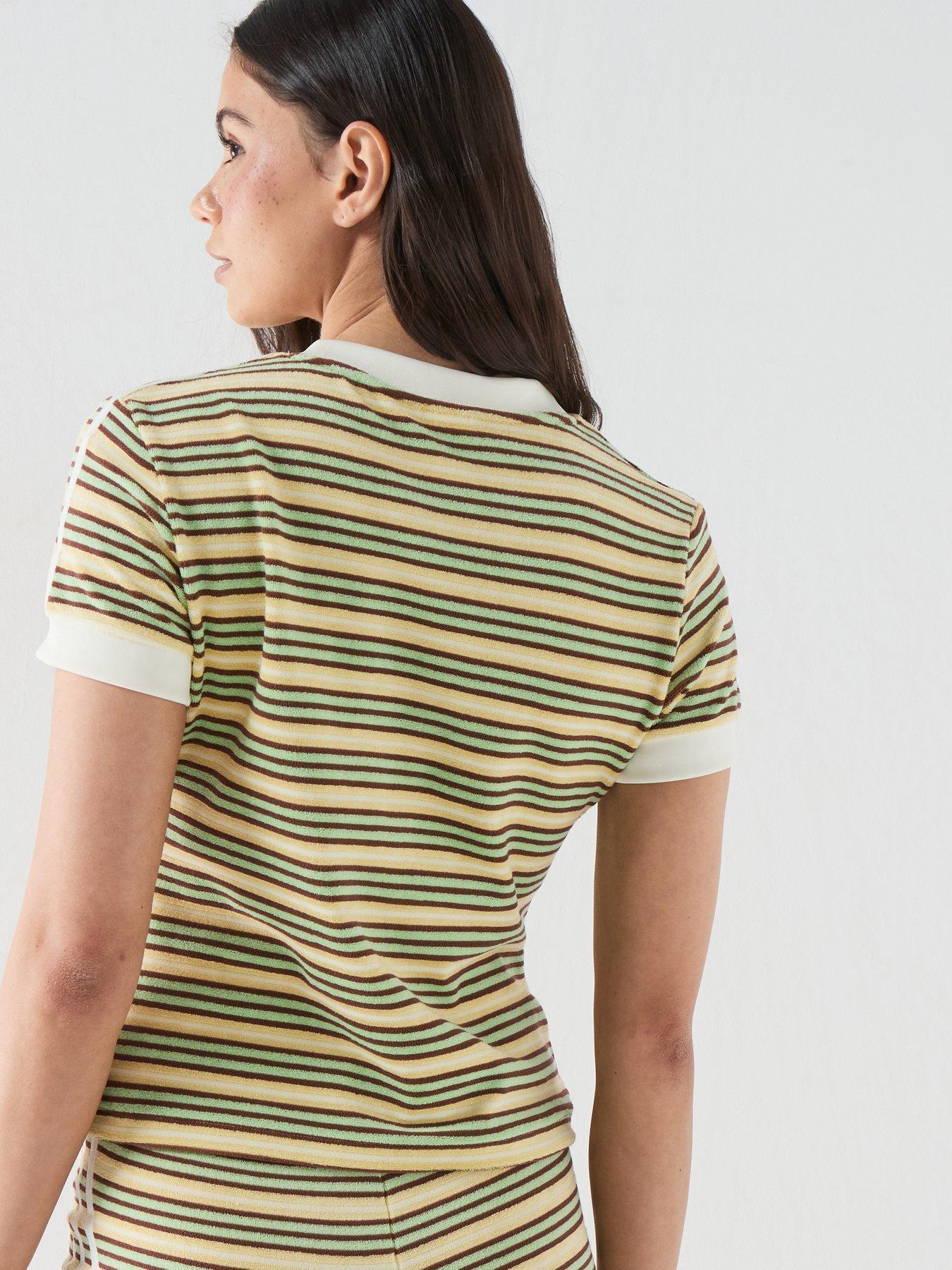 Image 2 of 6 of adidas Originals Women's Striped T-Shirt - Yellow