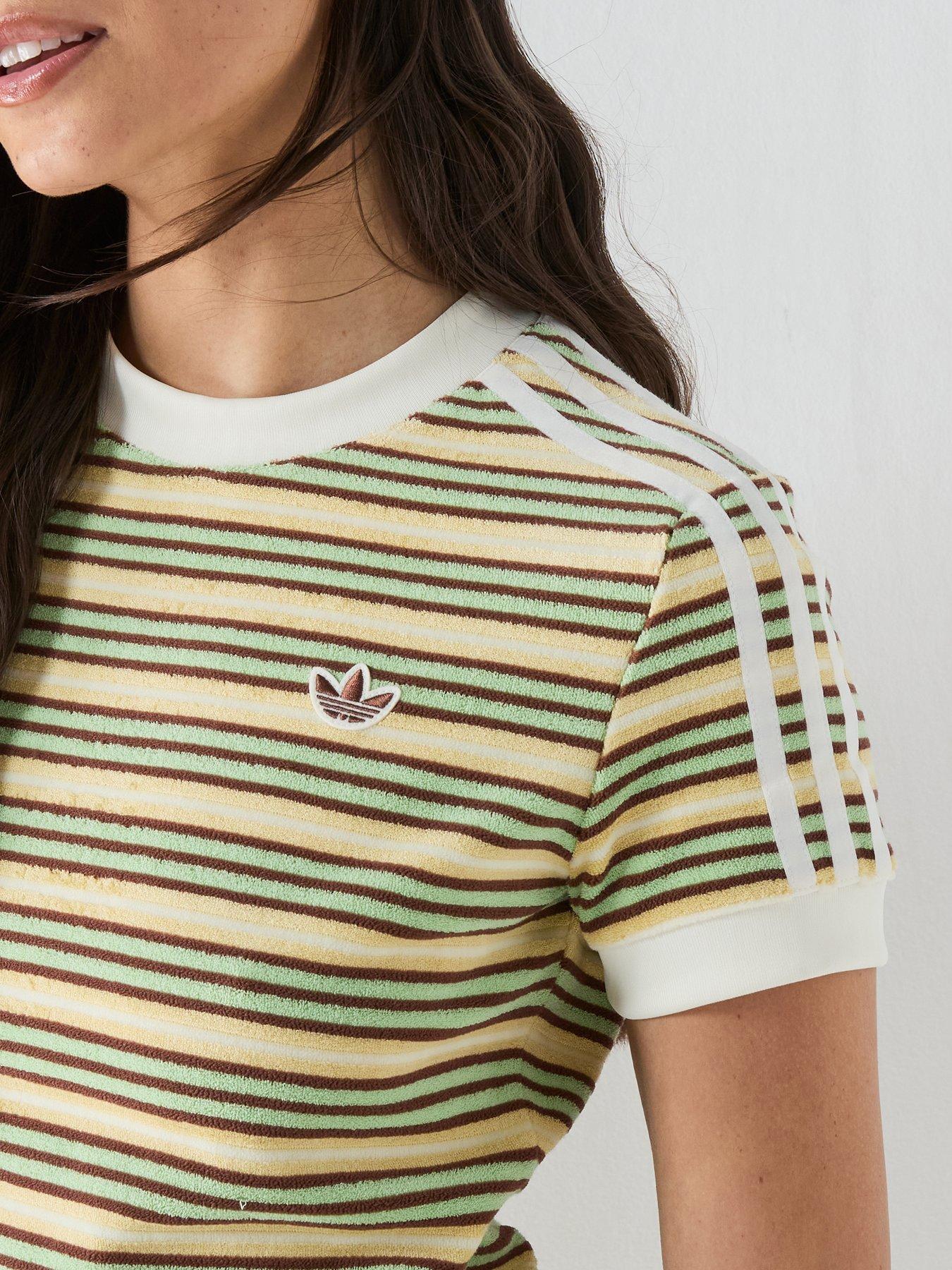 Image 4 of 6 of adidas Originals Women's Striped T-Shirt - Yellow