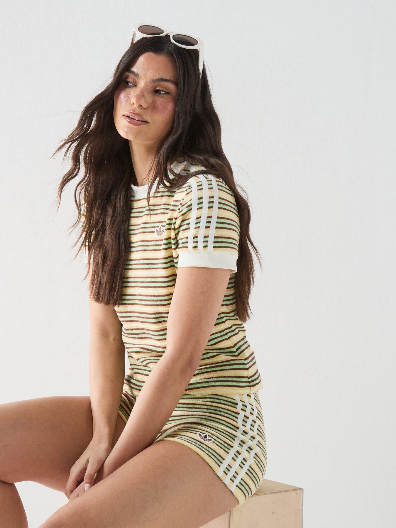 Image 5 of 6 of adidas Originals Women's Striped T-Shirt - Yellow