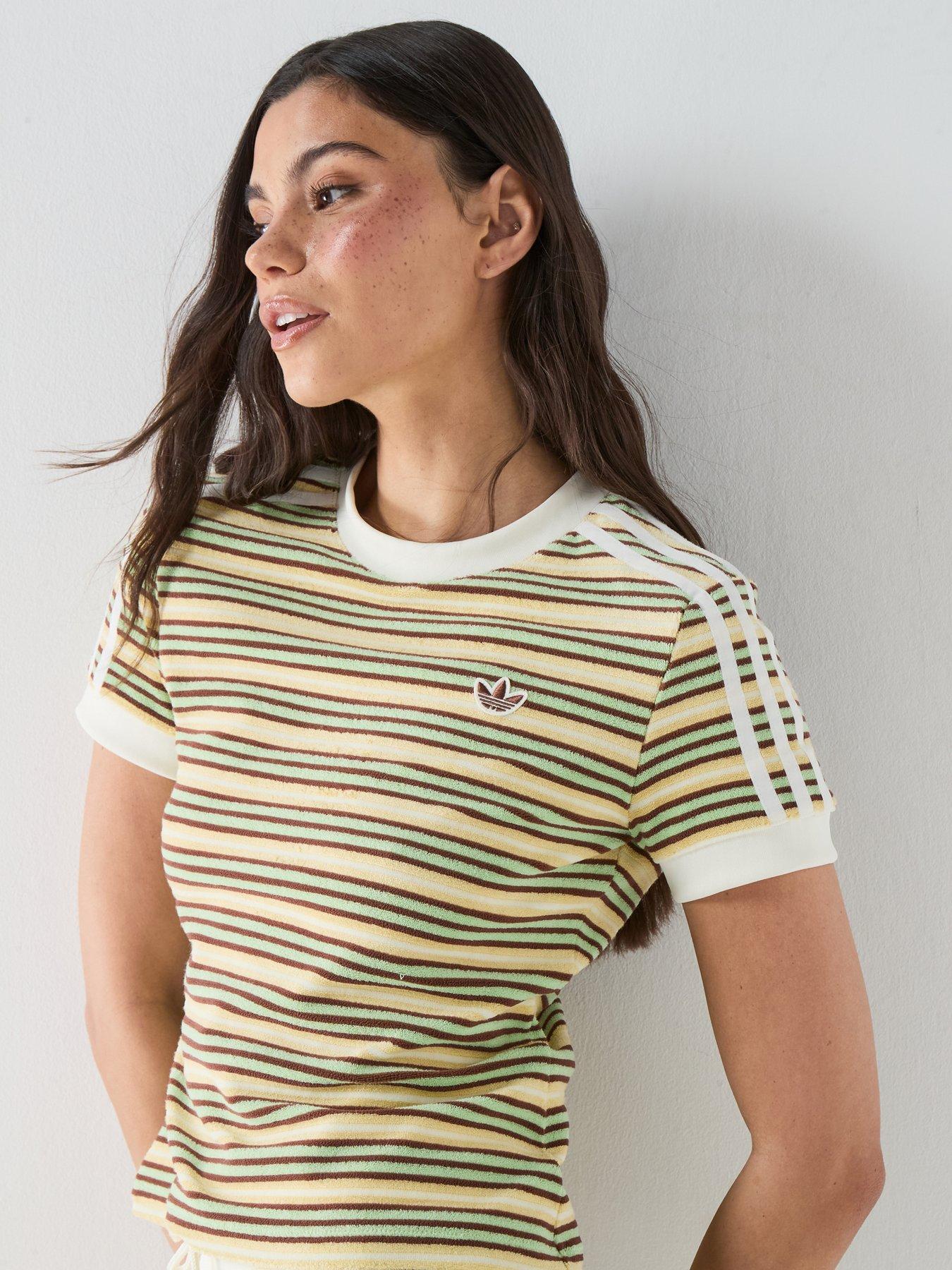 Image 6 of 6 of adidas Originals Women's Striped T-Shirt - Yellow