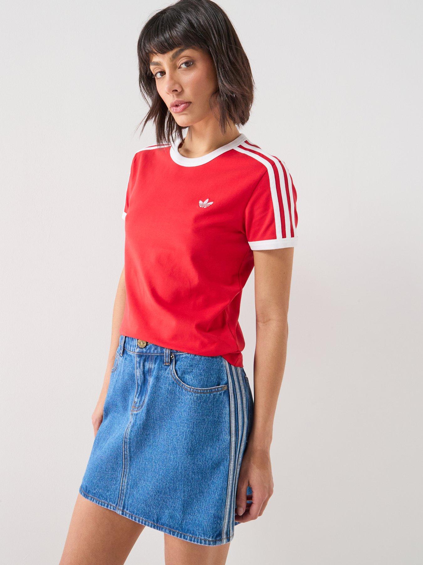 Adidas Originals Women'S 3 Stripes Slim T-Shirt - Red
