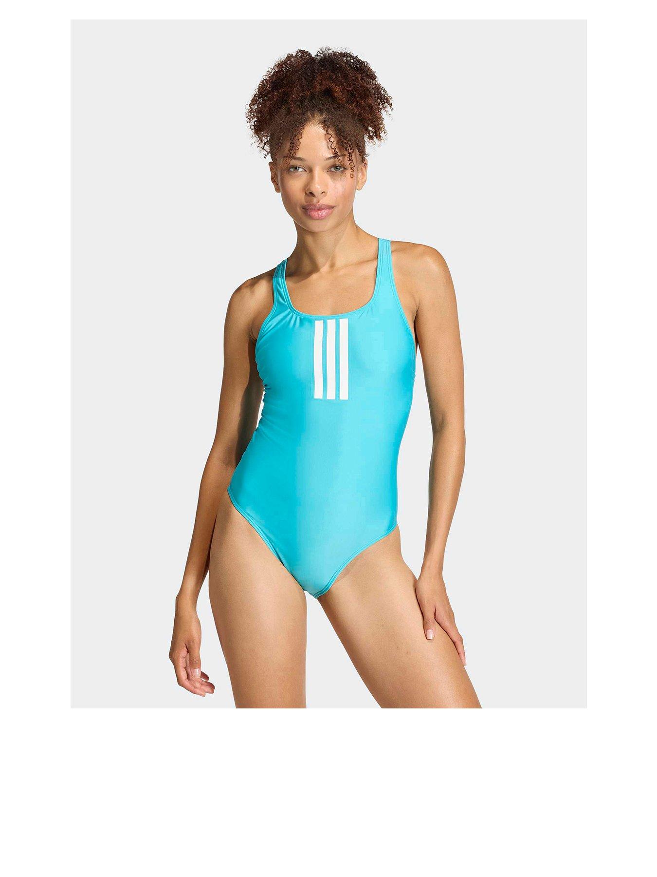 adidas Women's Swim 3-Stripe Swimsuit, Lucid Cyan, Size 36, Women