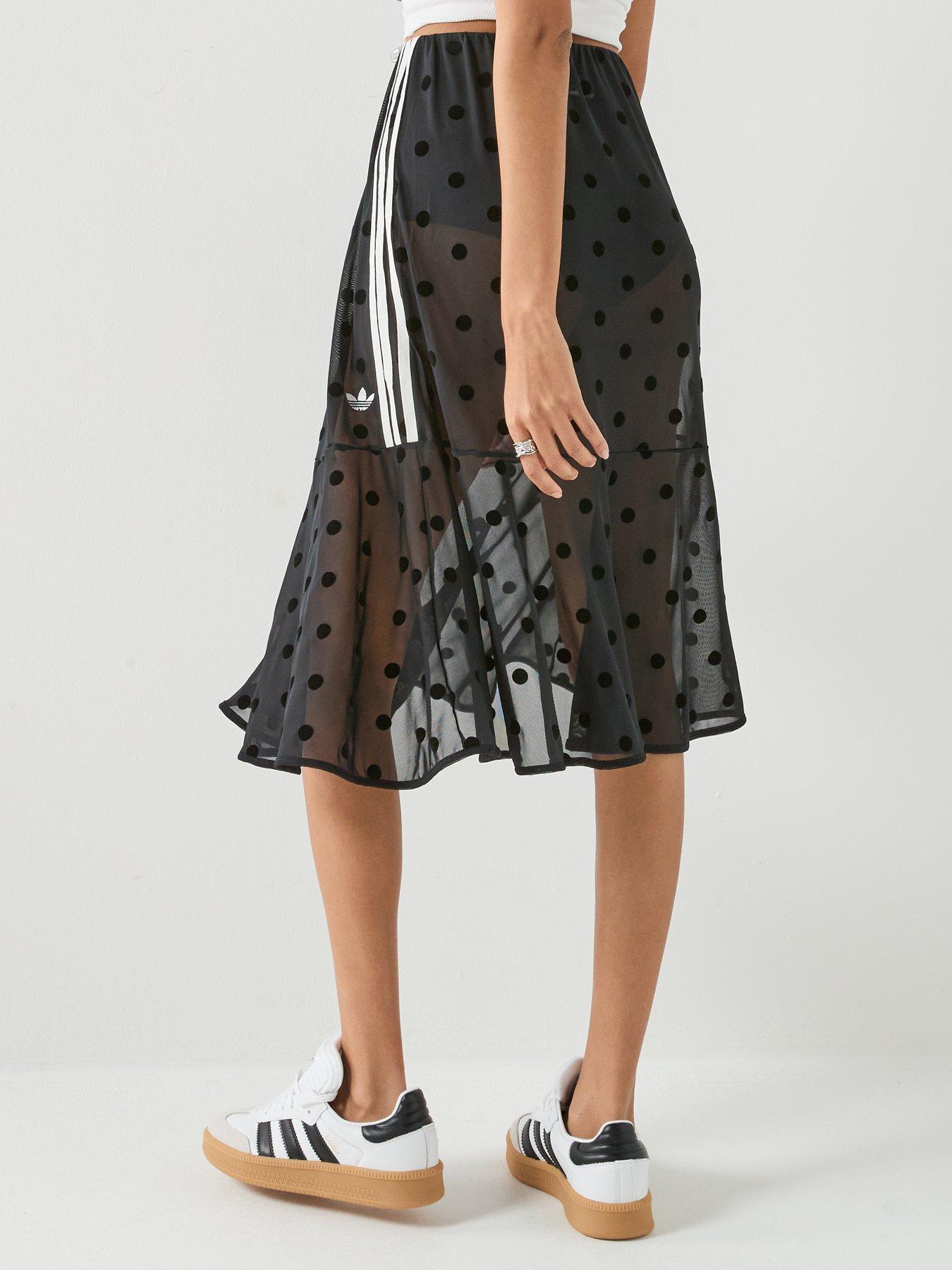 Image 2 of 6 of adidas Originals Women's Polka Dot&nbsp;Sheer Midi Skirt - Black