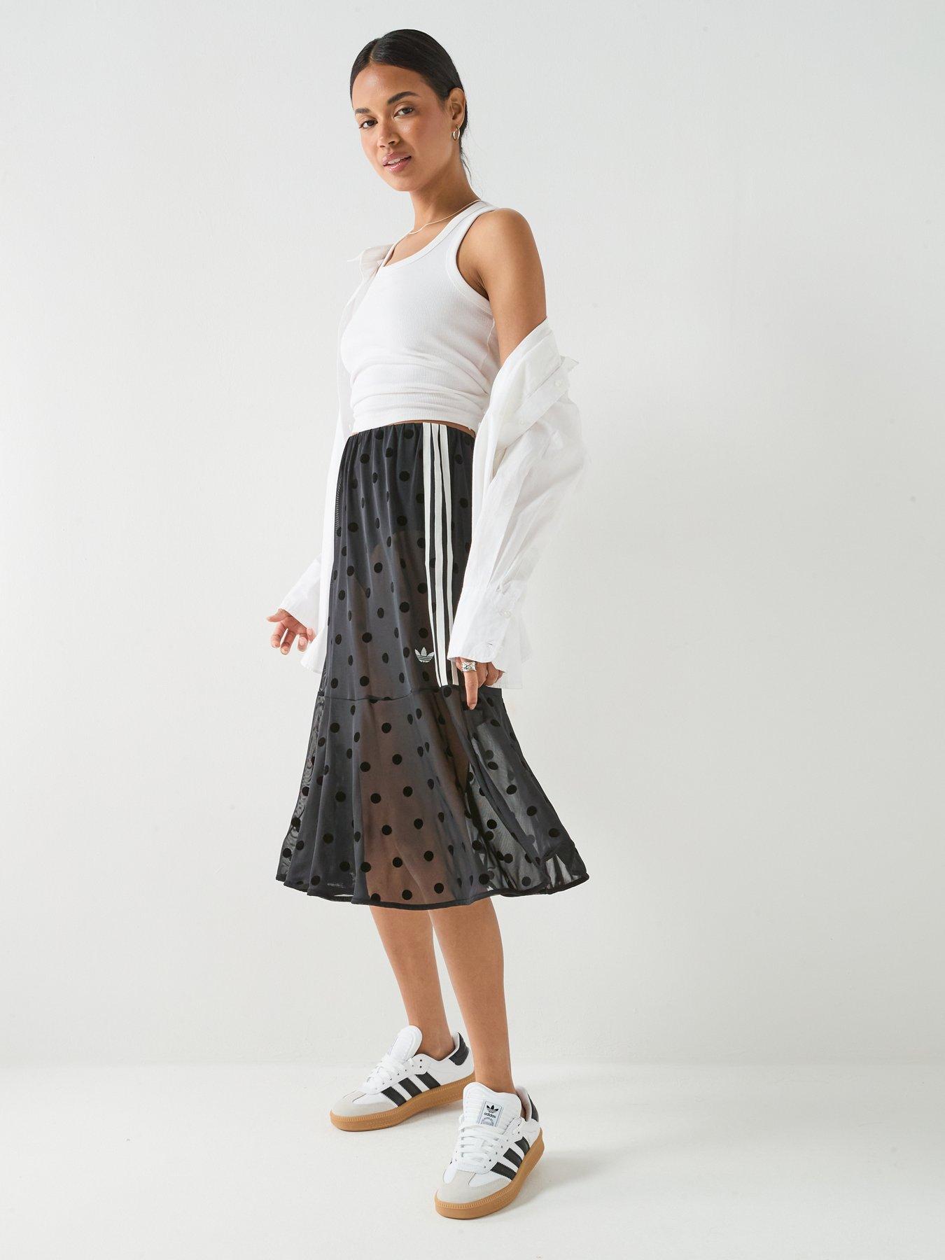 Image 3 of 6 of adidas Originals Women's Polka Dot&nbsp;Sheer Midi Skirt - Black