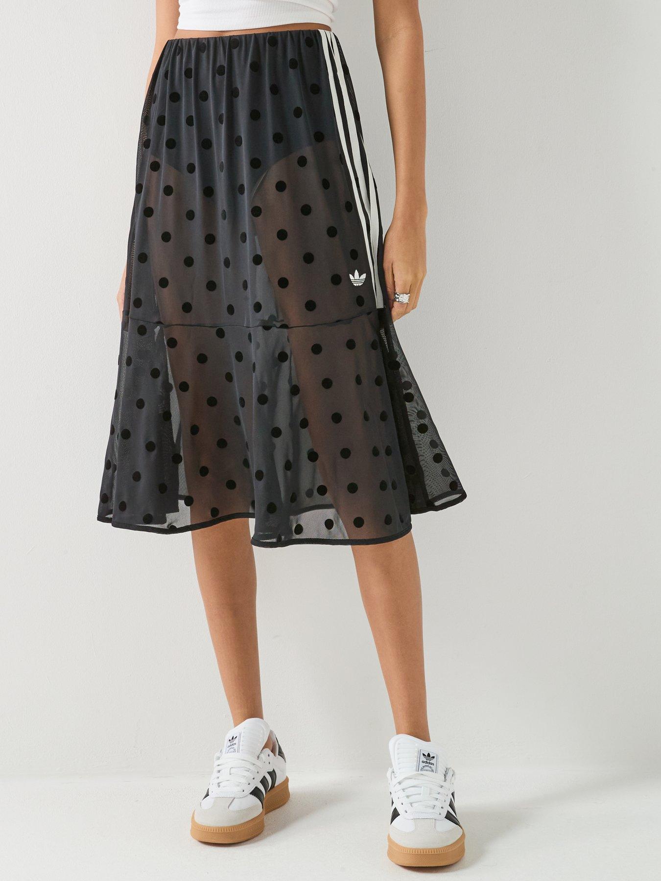 Image 5 of 6 of adidas Originals Women's Polka Dot&nbsp;Sheer Midi Skirt - Black