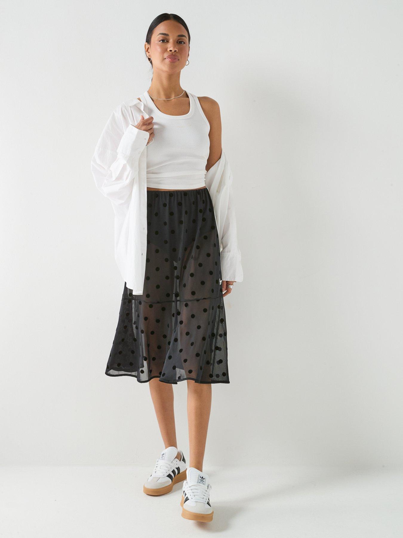 Image 6 of 6 of adidas Originals Women's Polka Dot&nbsp;Sheer Midi Skirt - Black