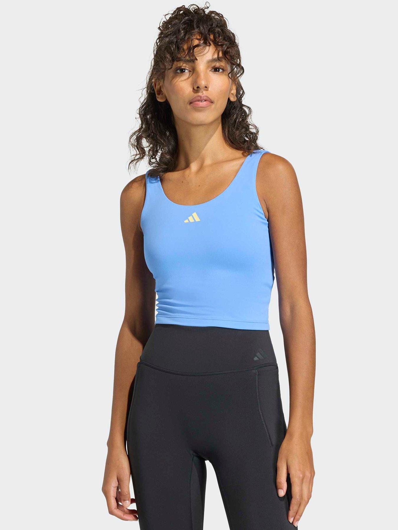 adidas Women's Training 3 Stripe Tank, Blue, Size Xs, Women