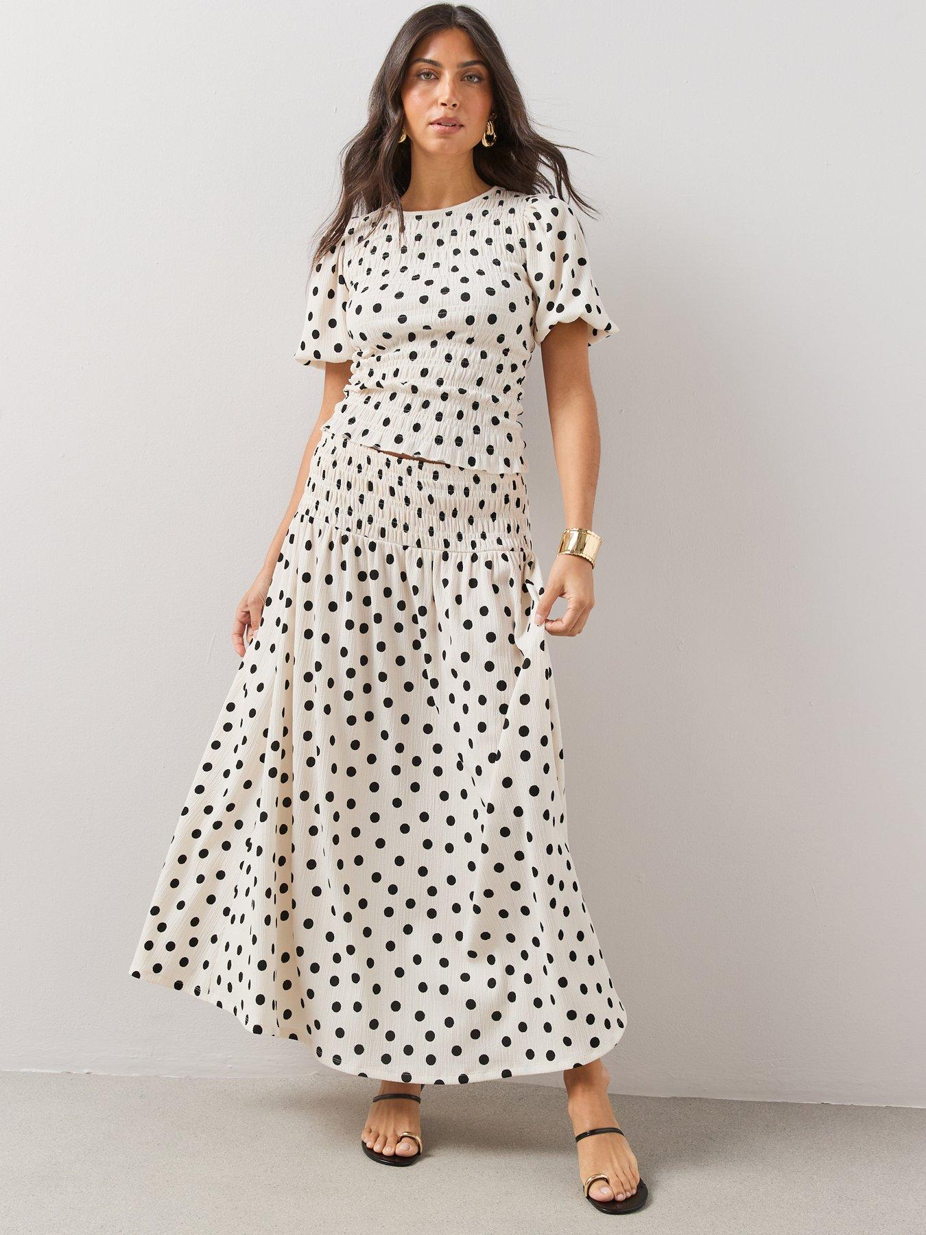 The Very Collection Spot Shirred Midaxi Skirt