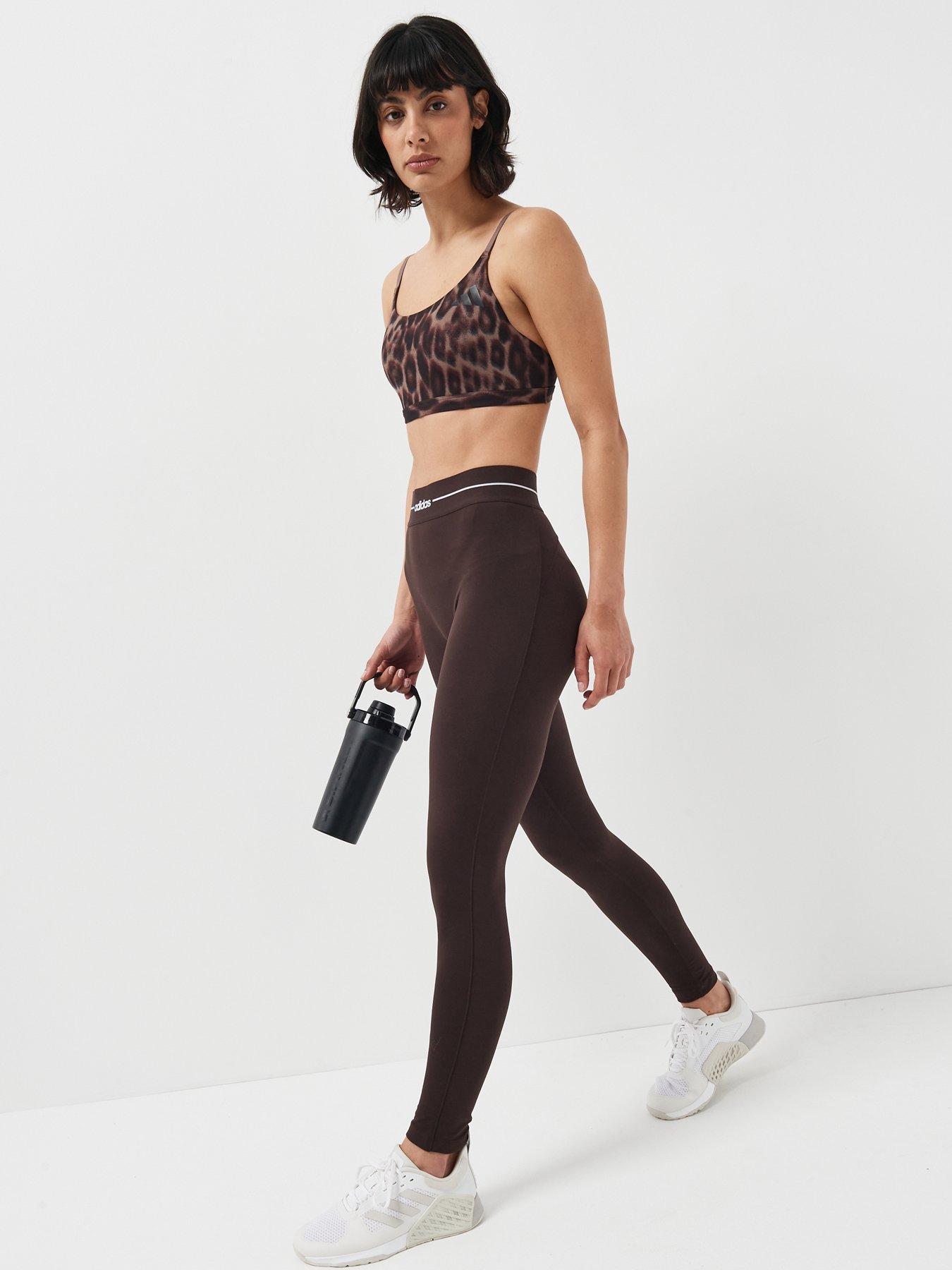 Image 4 of 6 of adidas Women's Training Hyperglam Linear Tights - Brown