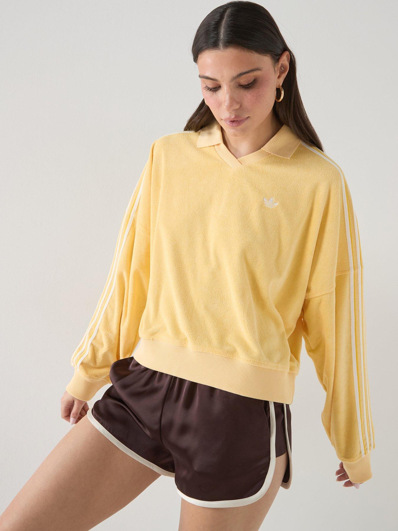 adidas Originals Women's Terry Towel V Neck Long Sleeves - Yellow