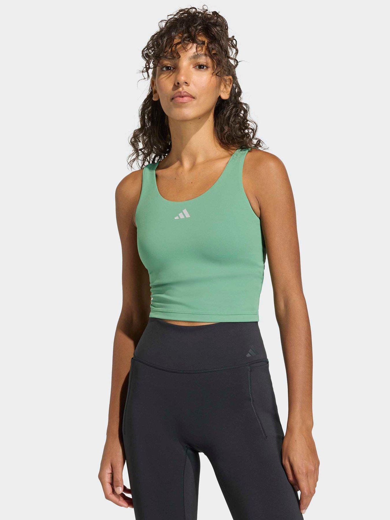 adidas Women's Training 3 Stripe Tank- Green, Green, Size Xs, Women