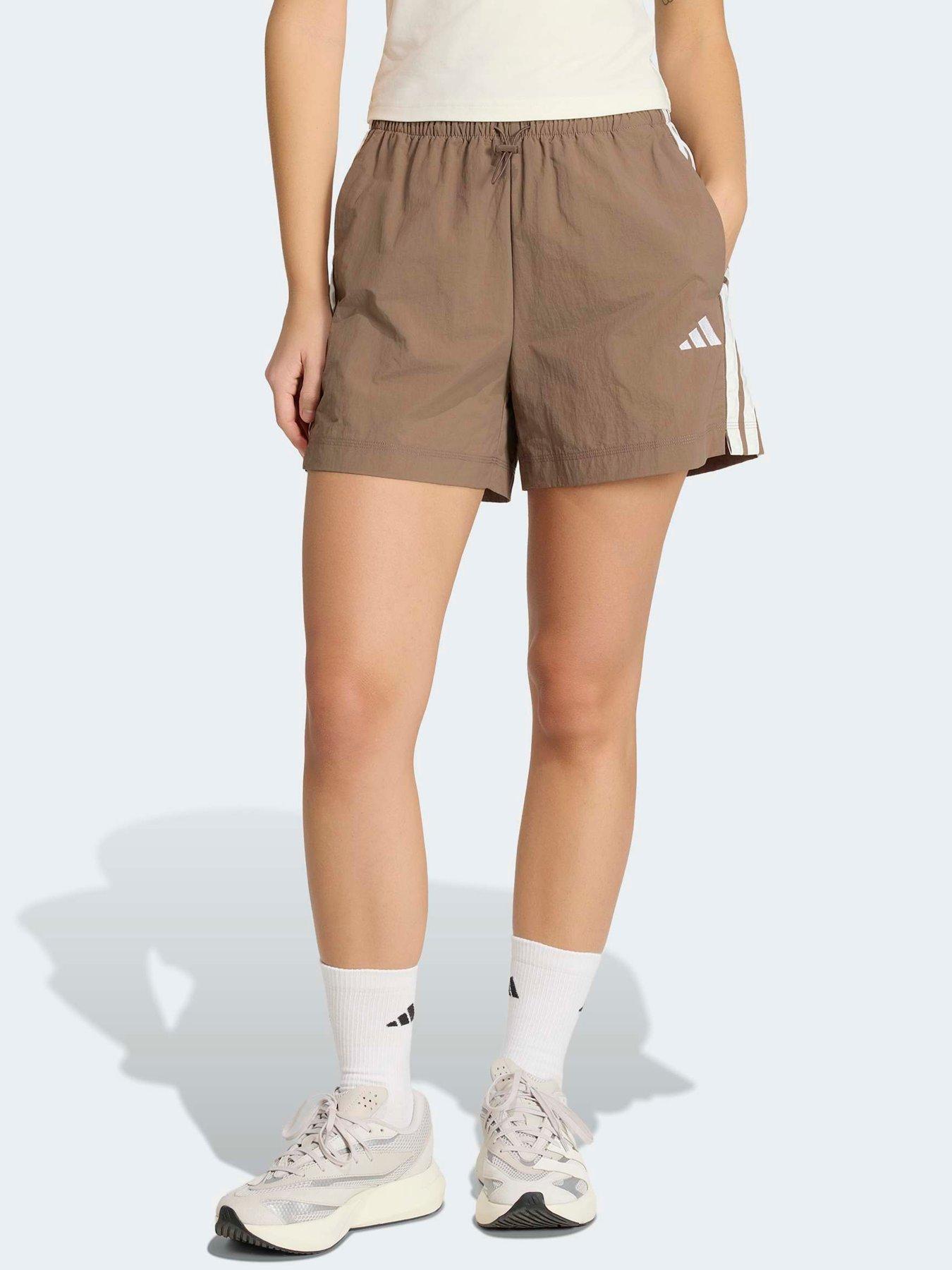 Image 1 of 6 of adidas Sportswear Women's Woven 3-Stripe Shorts - Brown