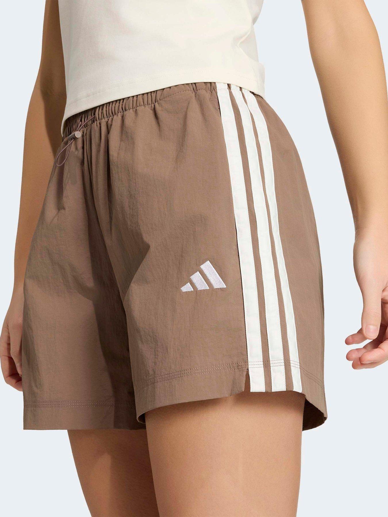 Image 4 of 6 of adidas Sportswear Women's Woven 3-Stripe Shorts - Brown