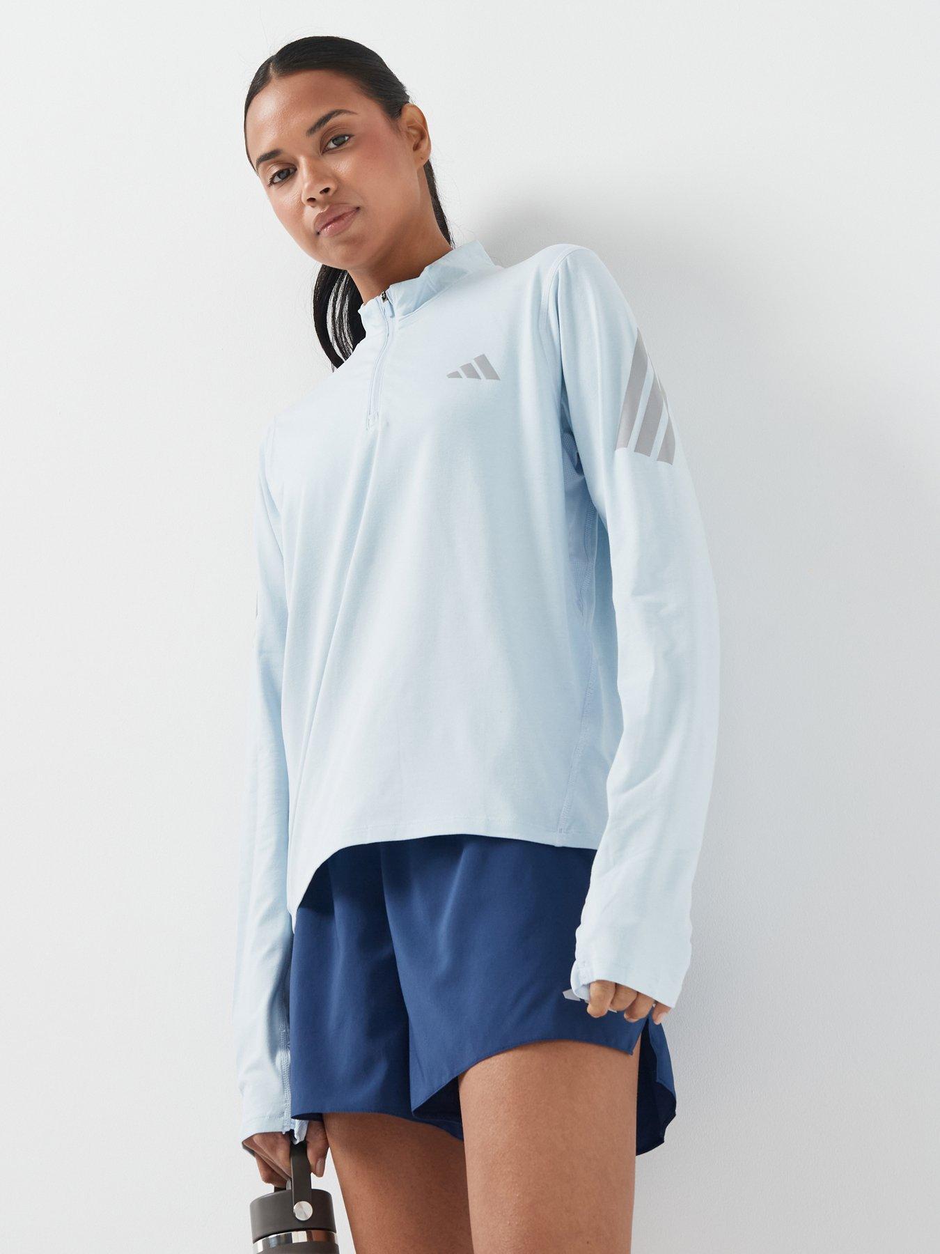 Adidas Women'S Running Adi365 Iconic Stripes Zip Top - Blue