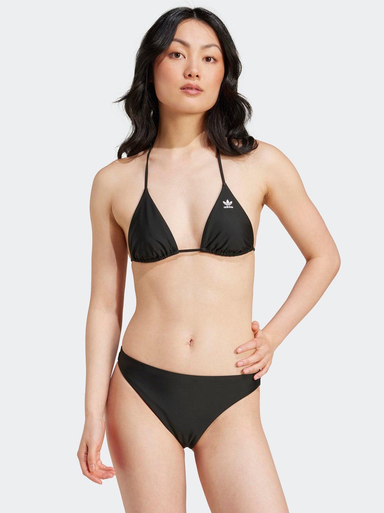 adidas Originals Women's Adicolor Bikini Top, Black, Size 36, Women