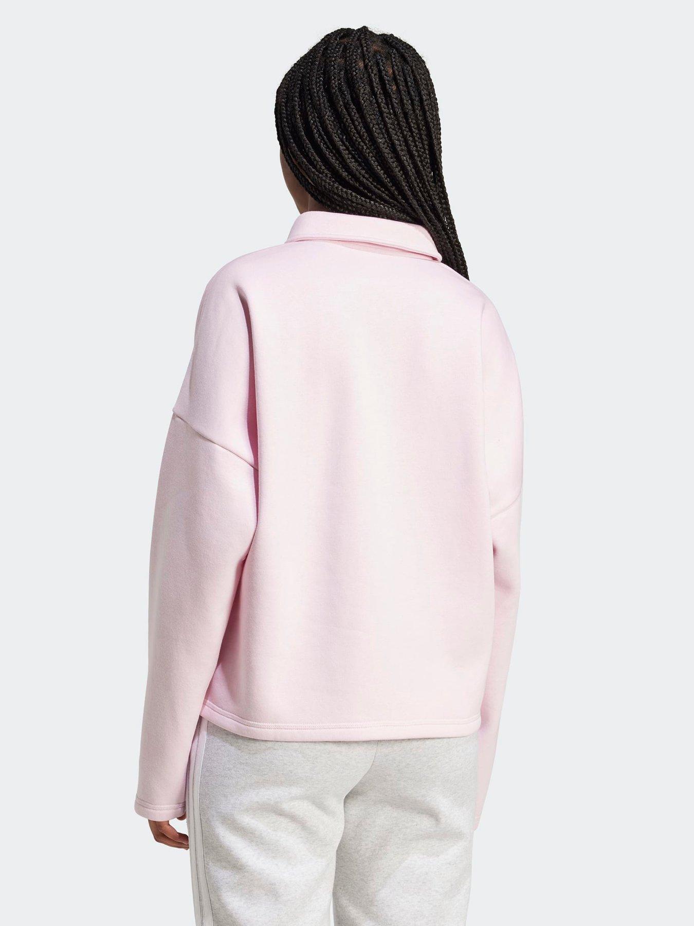 Image 2 of 6 of adidas Sportswear Women's Essentials Linear Fleece Polo Sweatshirt - Pink