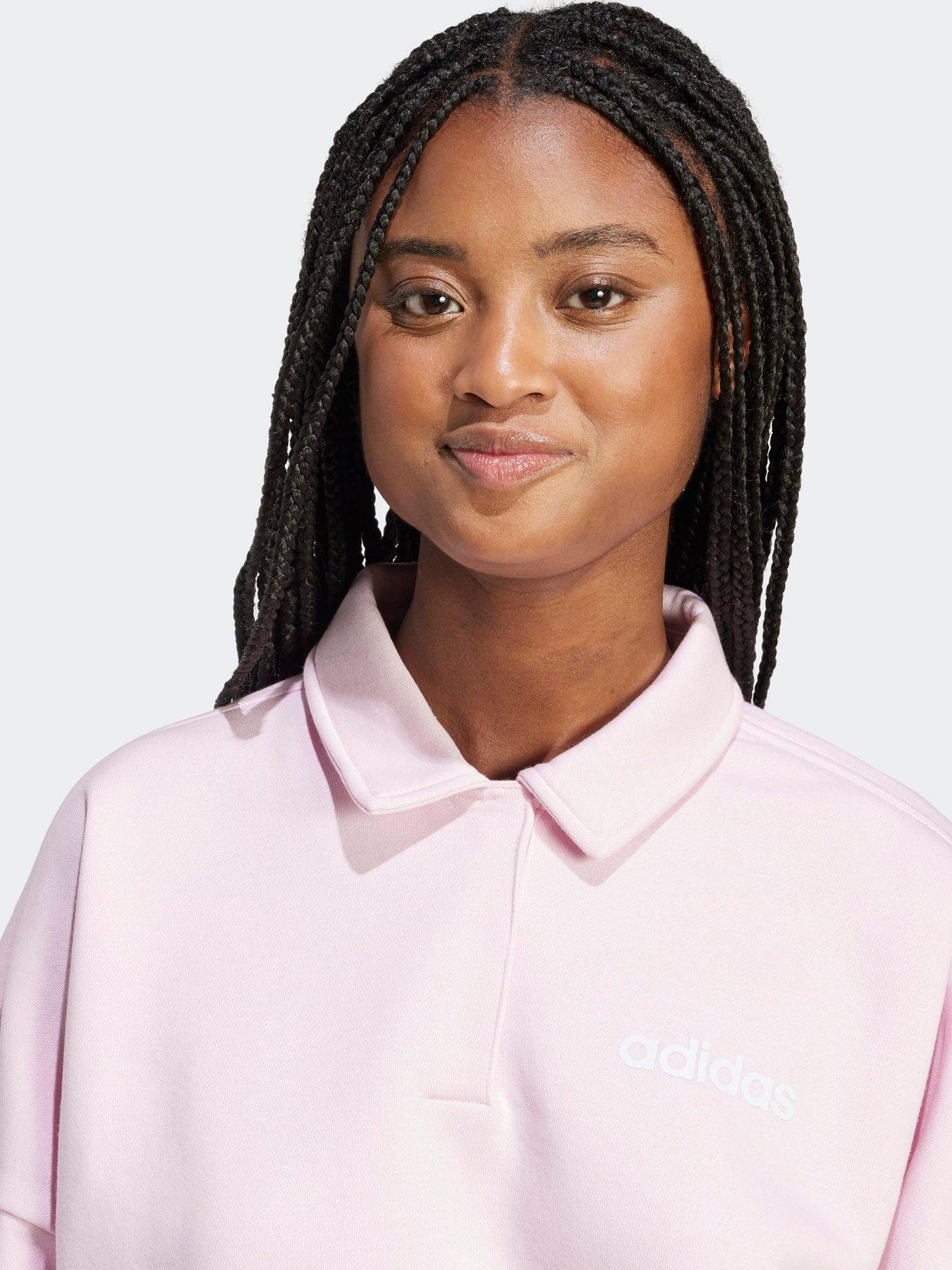 Image 4 of 6 of adidas Sportswear Women's Essentials Linear Fleece Polo Sweatshirt - Pink