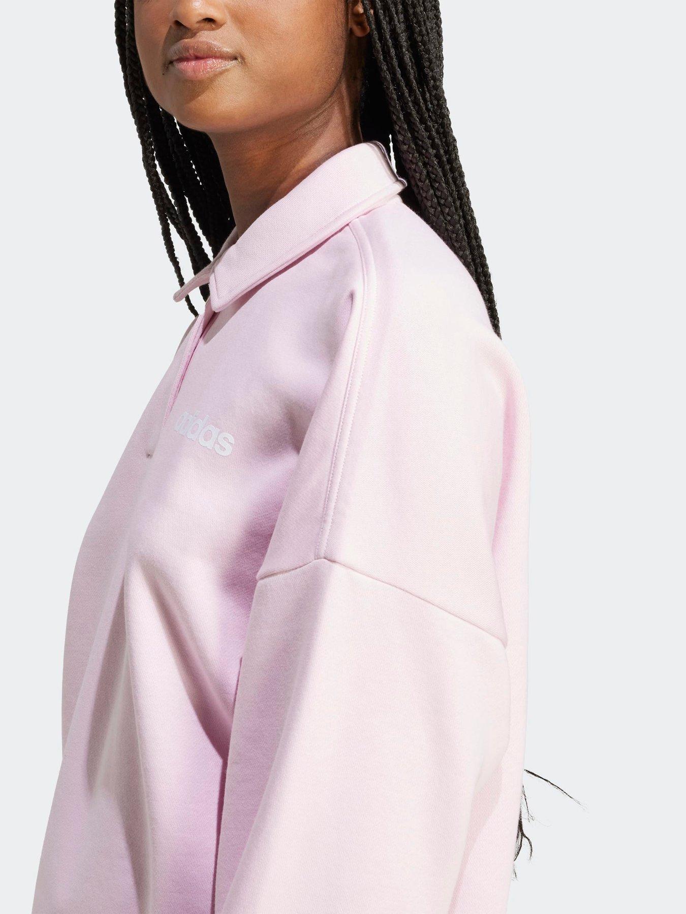 Image 5 of 6 of adidas Sportswear Women's Essentials Linear Fleece Polo Sweatshirt - Pink