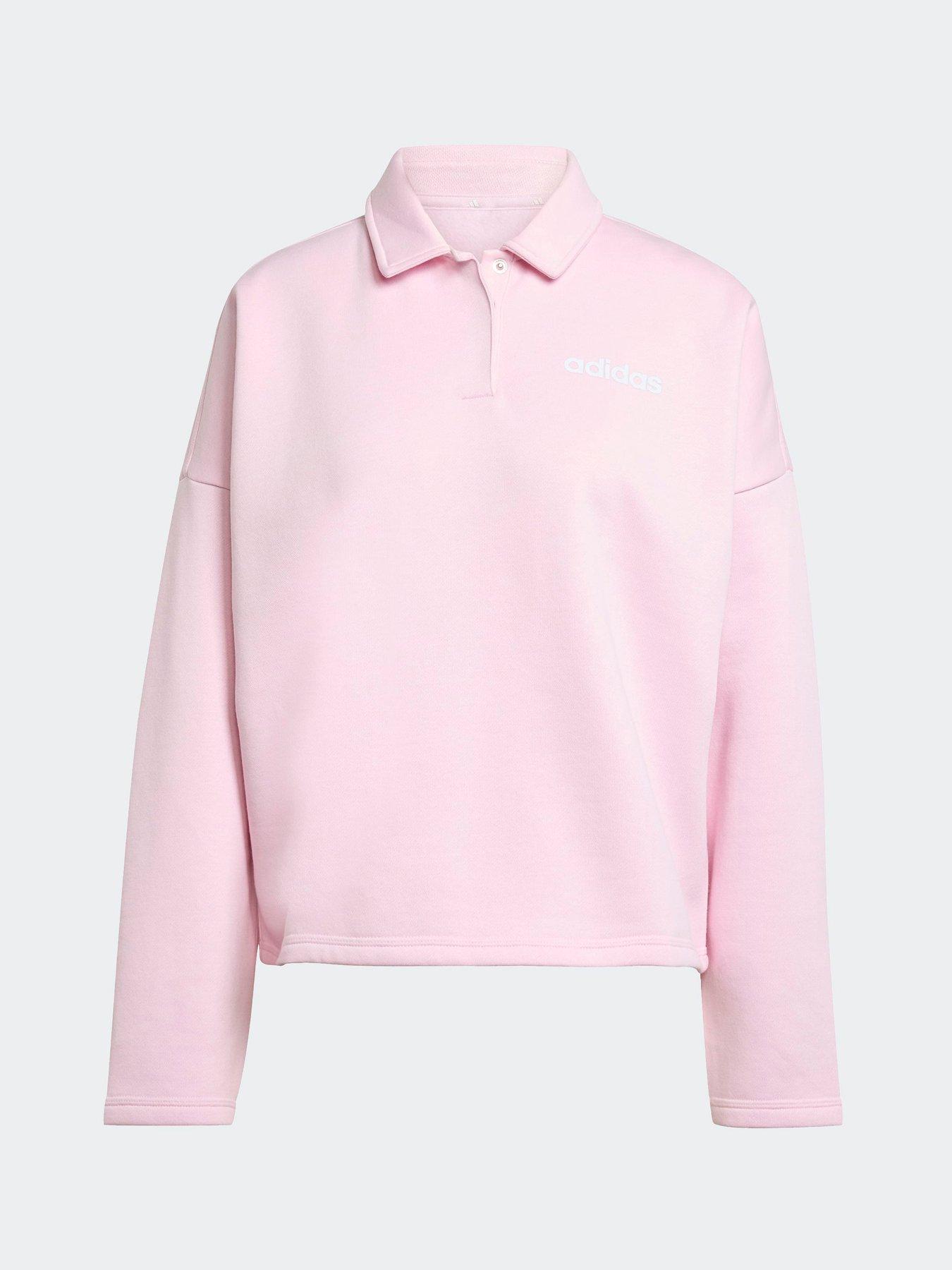 Image 6 of 6 of adidas Sportswear Women's Essentials Linear Fleece Polo Sweatshirt - Pink