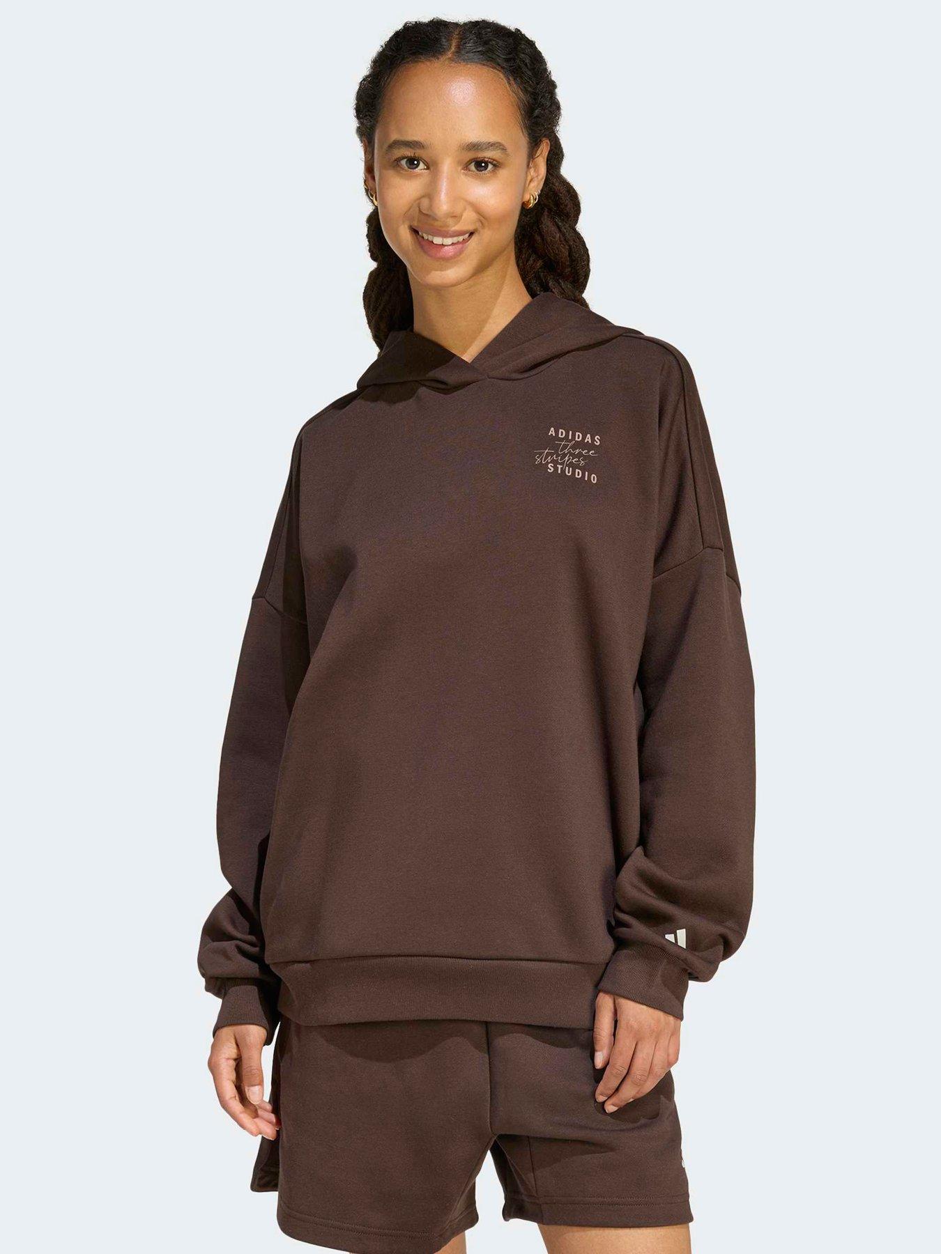adidas Sportswear Women's 3 Stripes Studio Hoodie - Brown