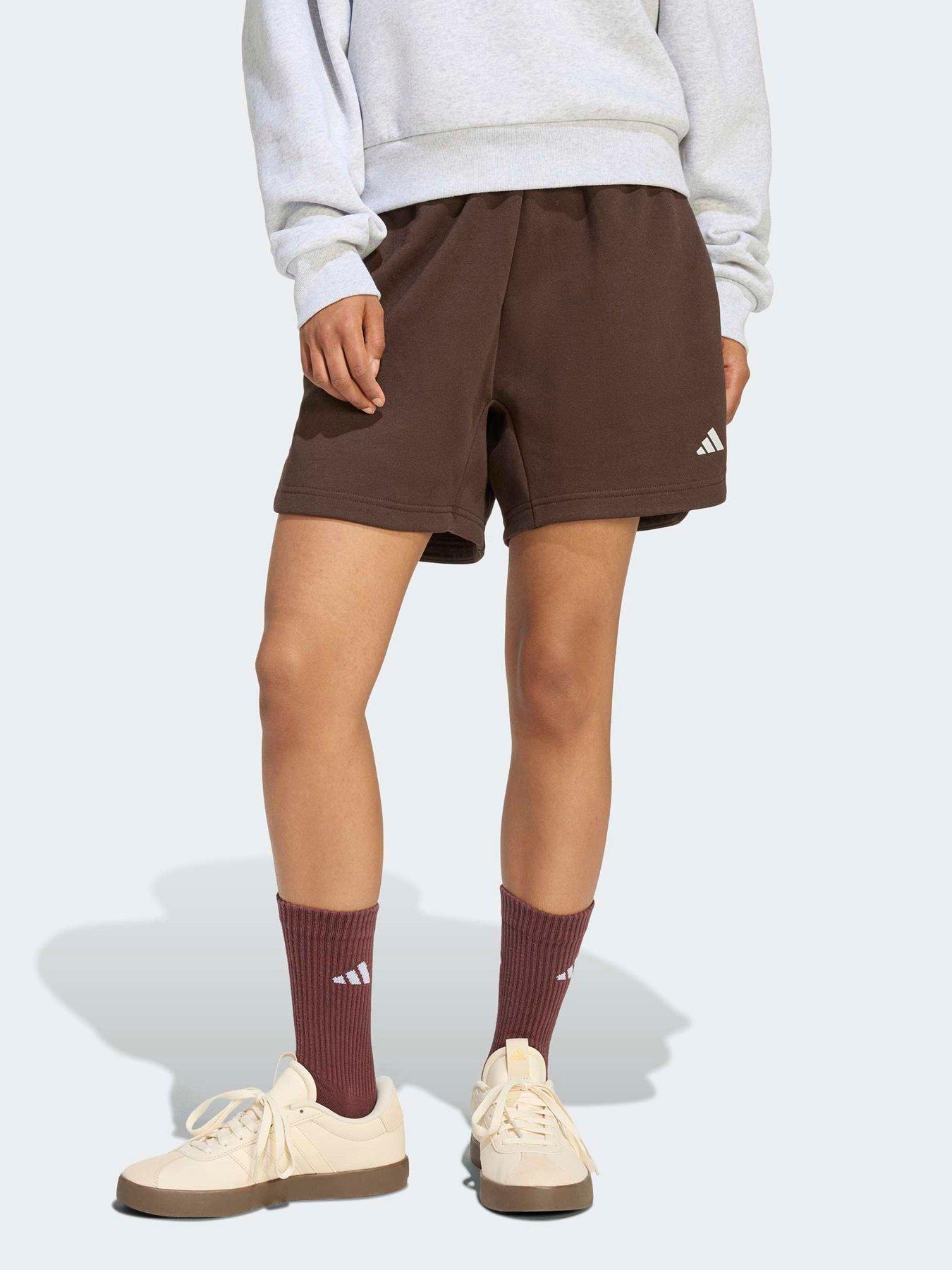 adidas Sportswear Women's 3 Stripes Studio Fleece Loose Shorts - Brown