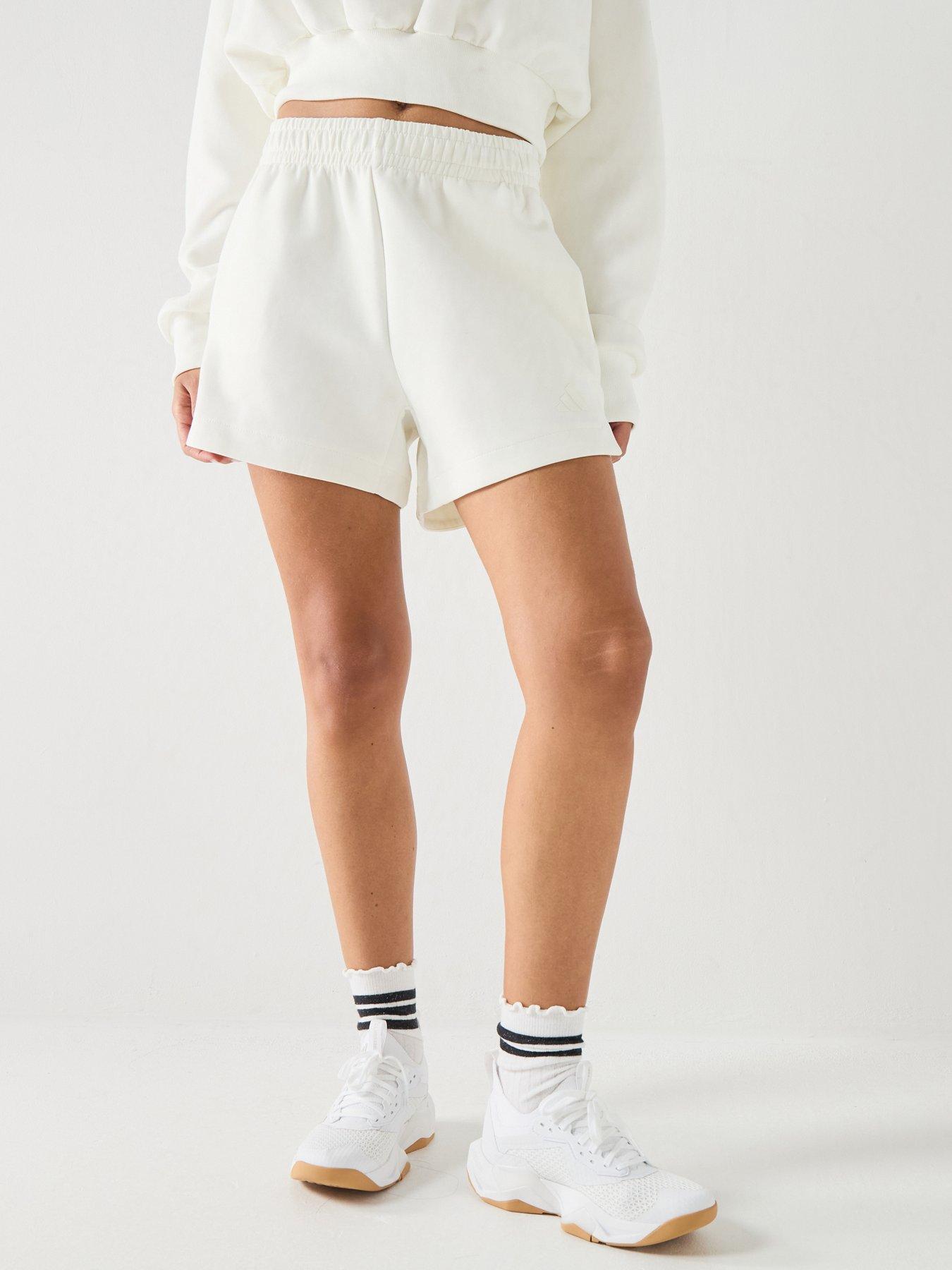 adidas Sportswear Women's Soft Lux Loose Shorts, Off White, Size L, Women