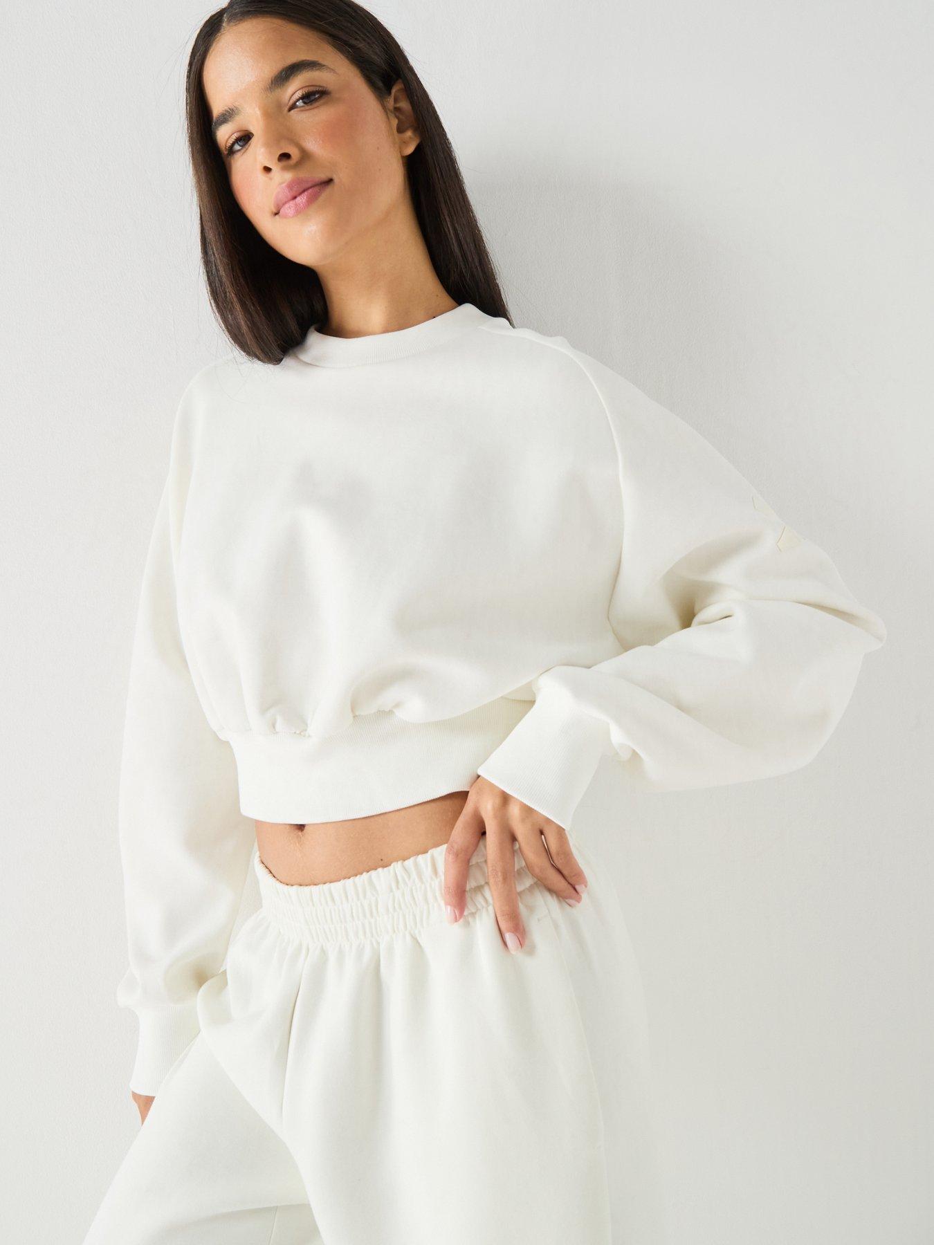 adidas Sportswear Women's Soft Lux Loose Sweatshirt, Off White, Size M, Women
