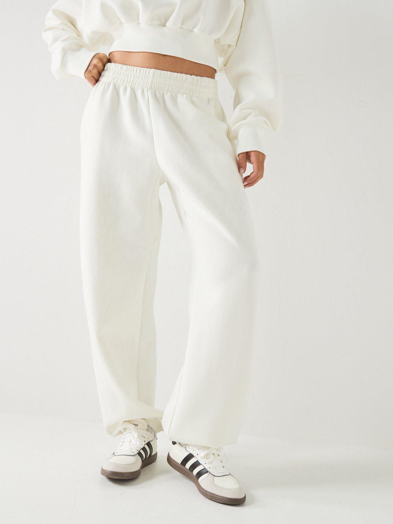 adidas Sportswear Women's Soft Lux Loose Pants, Off White, Size L, Women