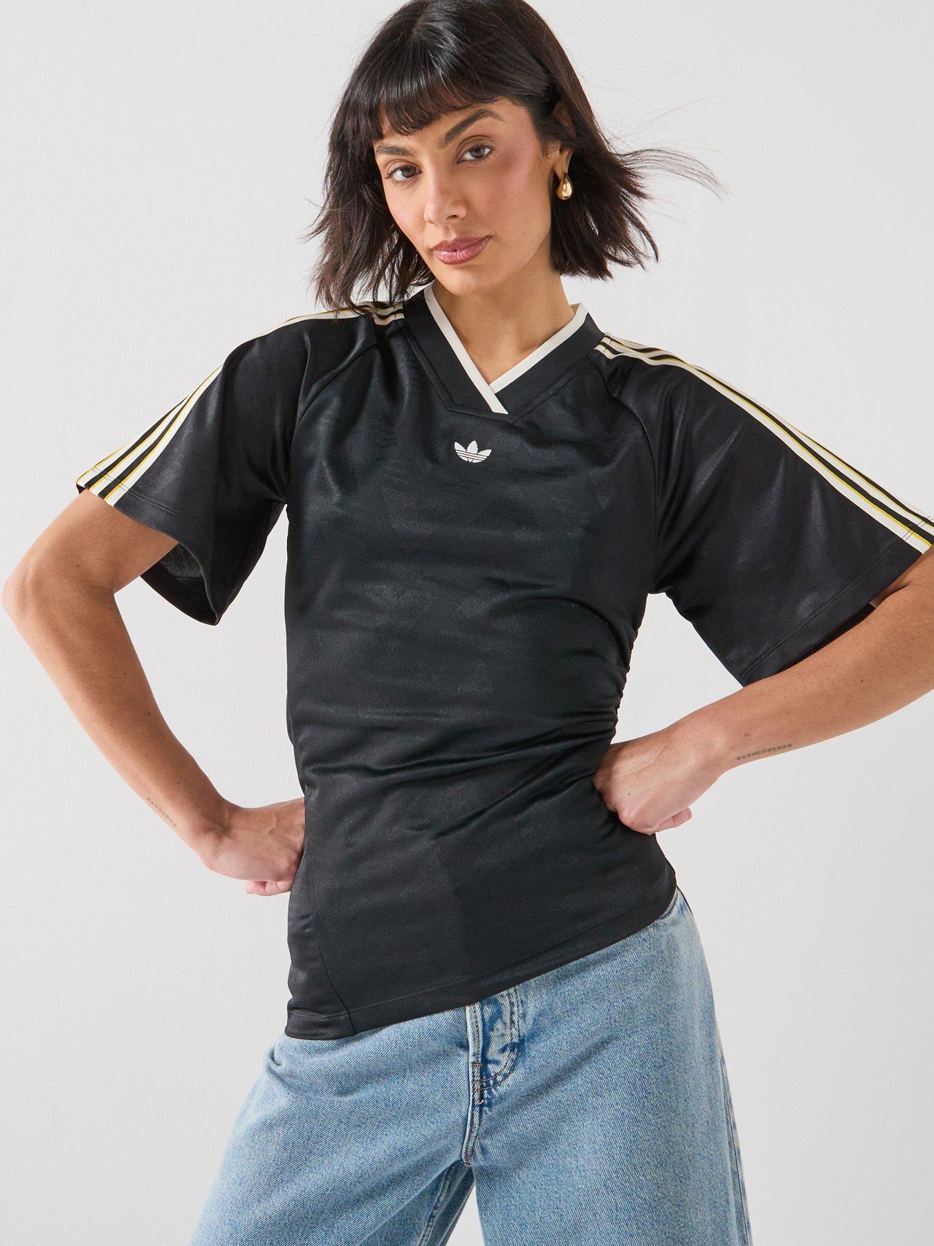 adidas Originals Women's Ruched Football Jersey, Black, Size Xs, Women