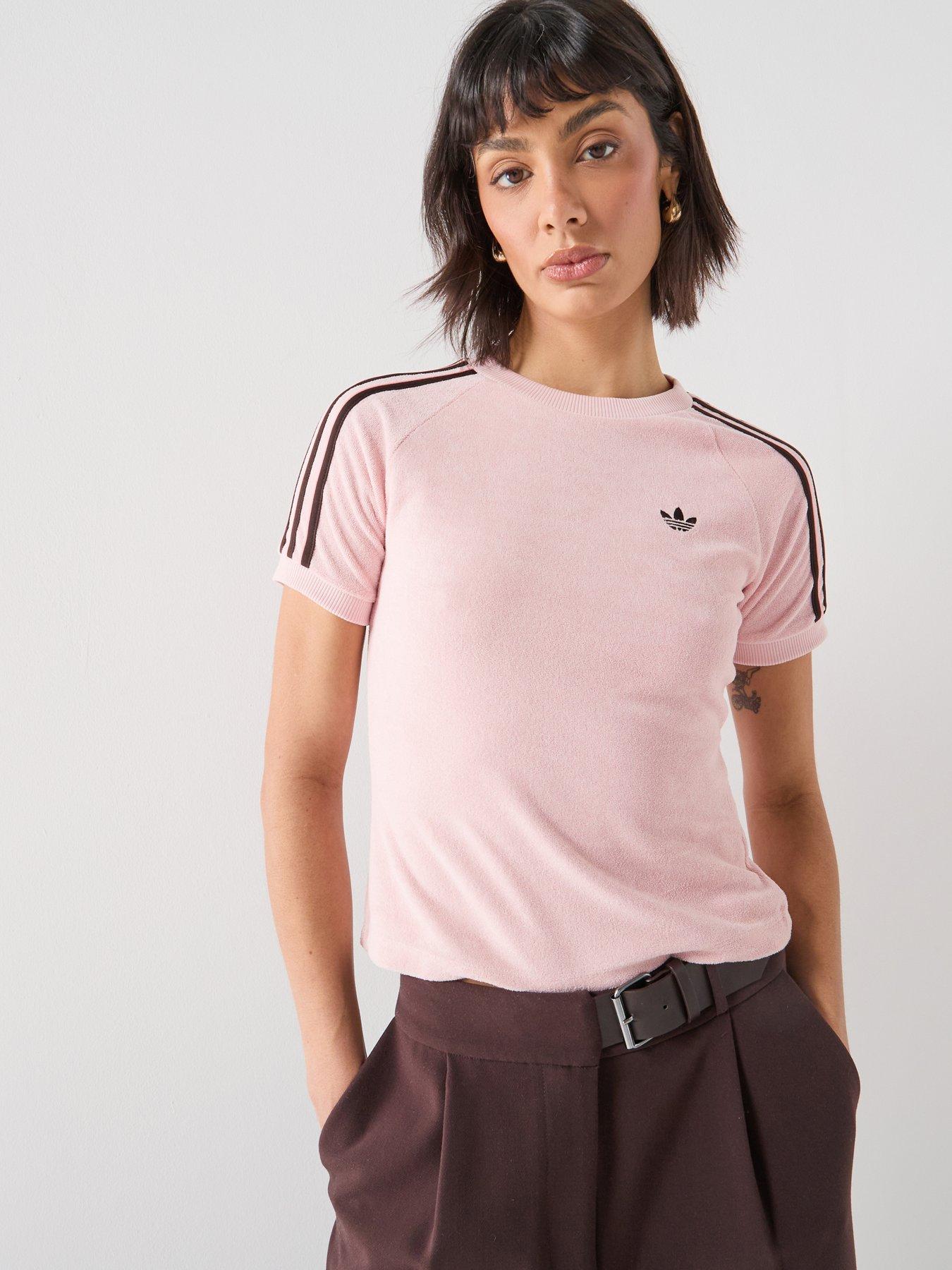 adidas Originals Women's Terry Towel Cali T-Shirt, Pink, Size Xs, Women