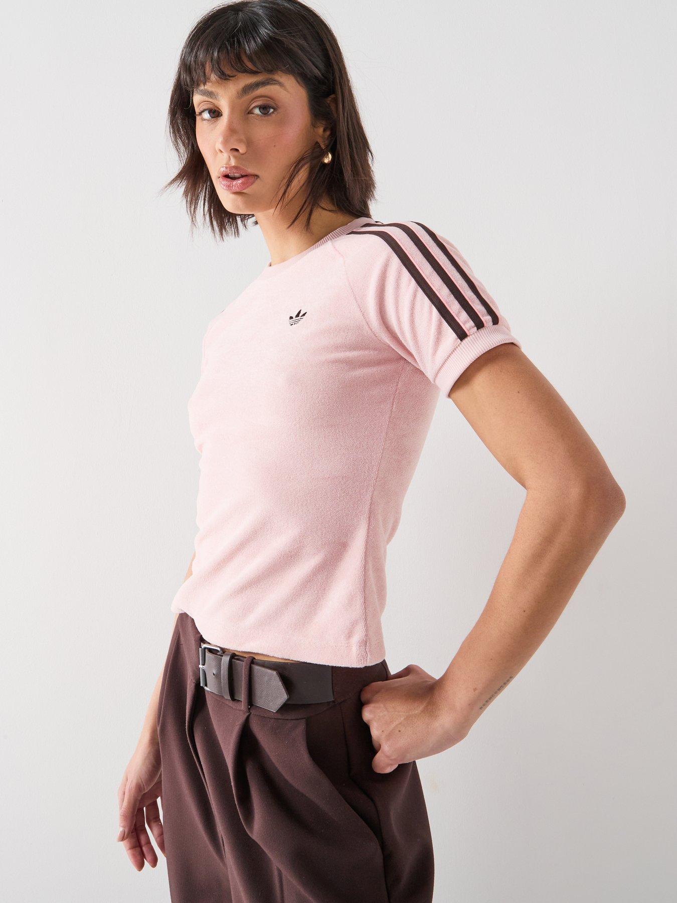 Image 6 of 6 of adidas Originals Women's Terry Towel Cali T-Shirt - Pink