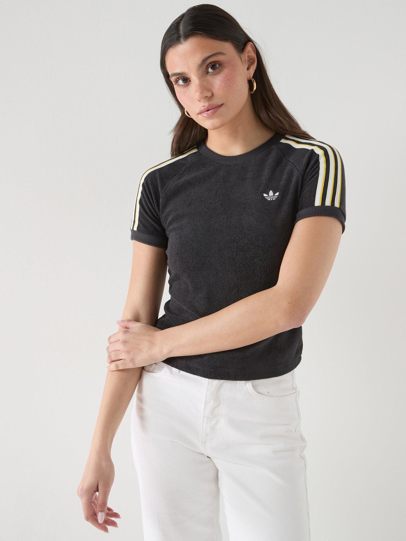 adidas Originals Women's Terry Towel Cali T-Shirt, Black, Size Xs, Women