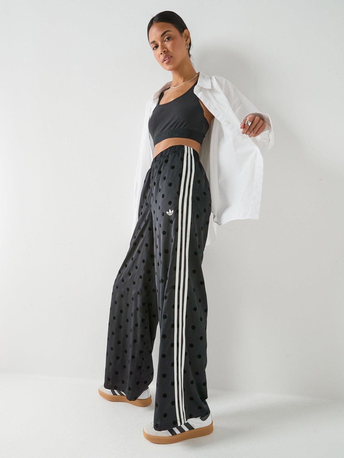 adidas Originals Womens Wide Leg Pants Polka Dot - Black