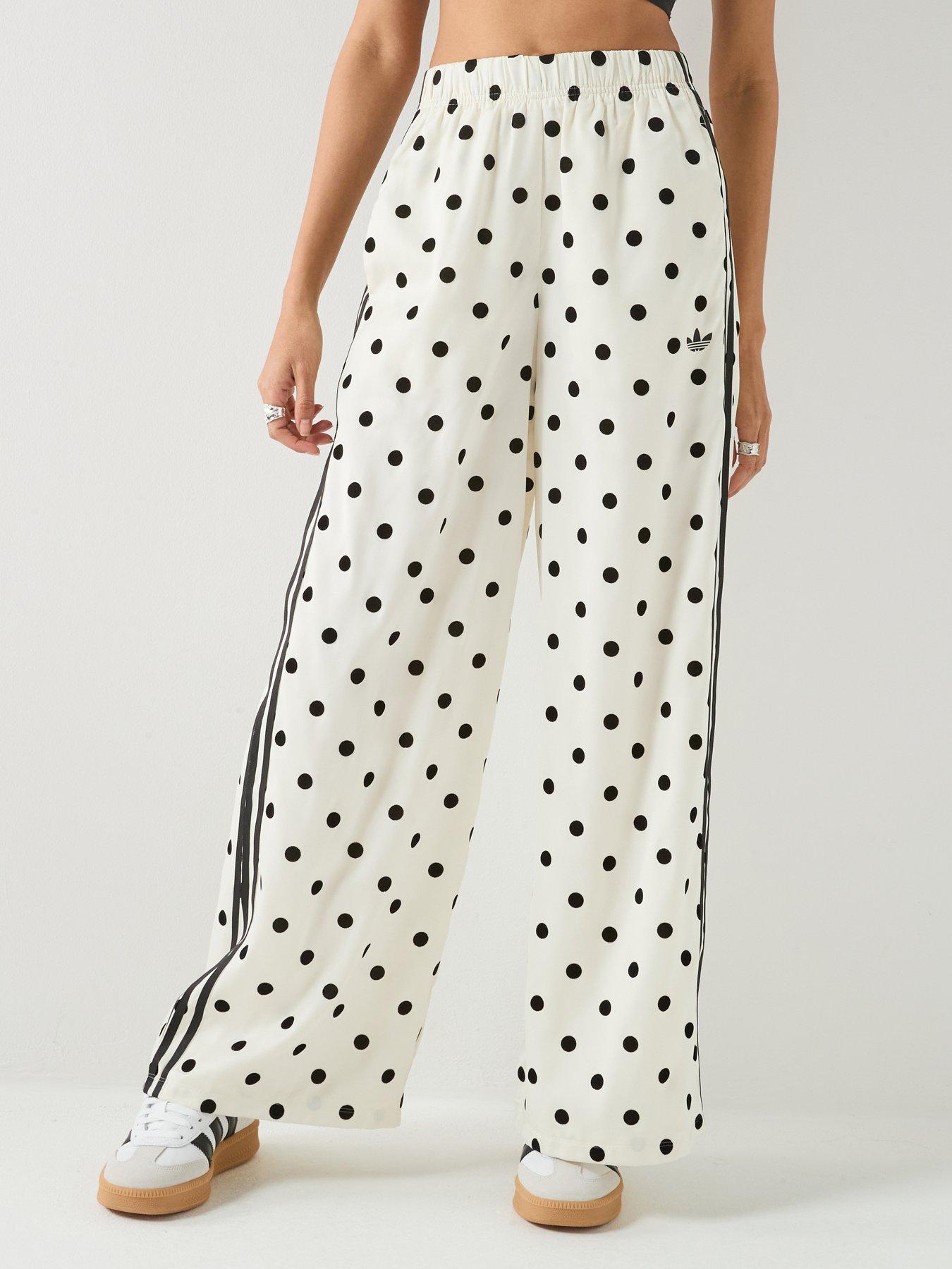 adidas Originals Women's Wide Leg Polka Dot Pants - White
