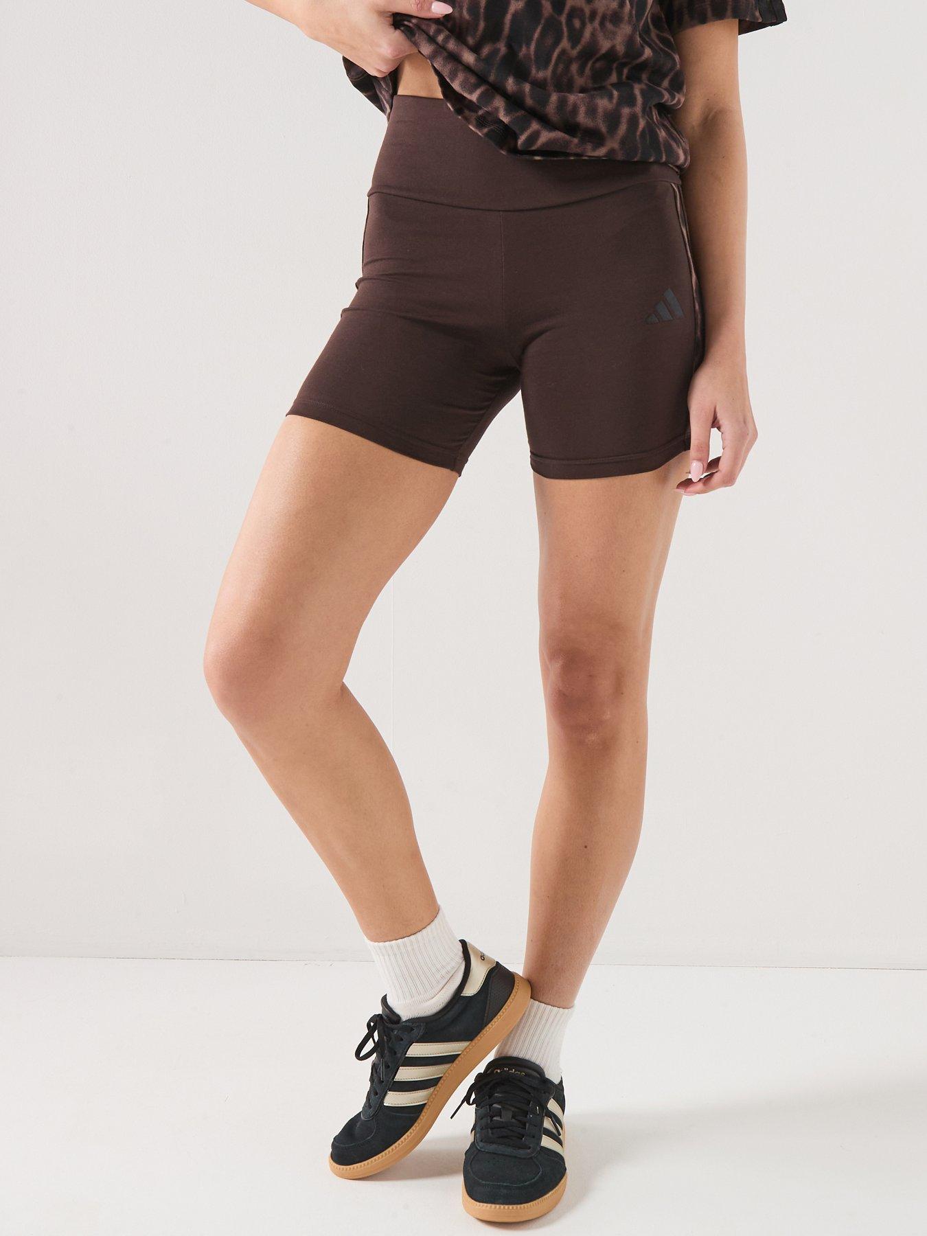 adidas Sportswear Women's Seasonal Essentials Leopard Print Biker Shorts With 3-Stripes, Auco/Multco, Size Xl, Women