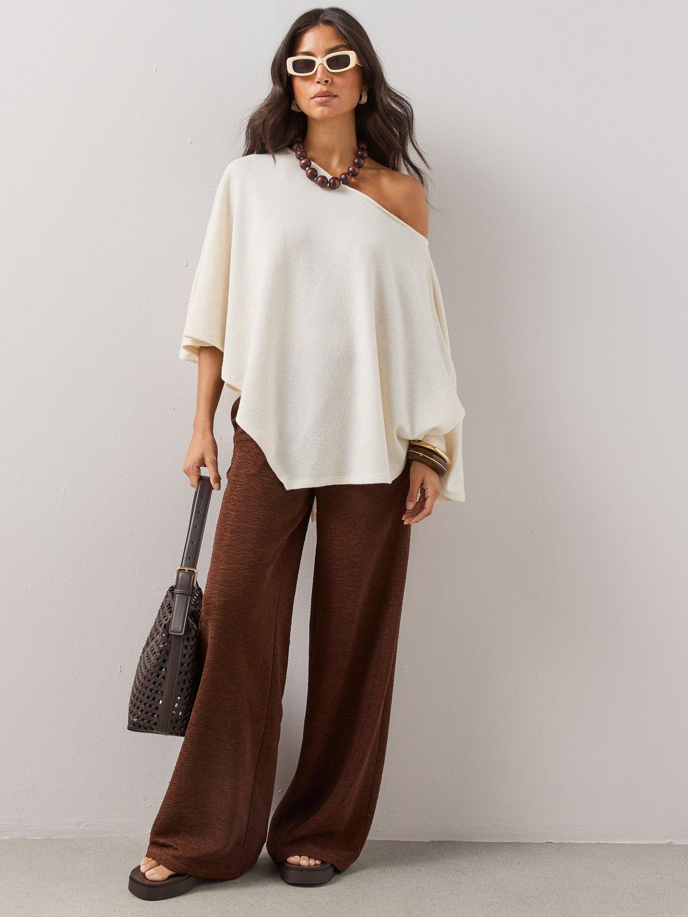 Image 1 of 4 of The Very Collection Textured Loose Fit Cape - Cream