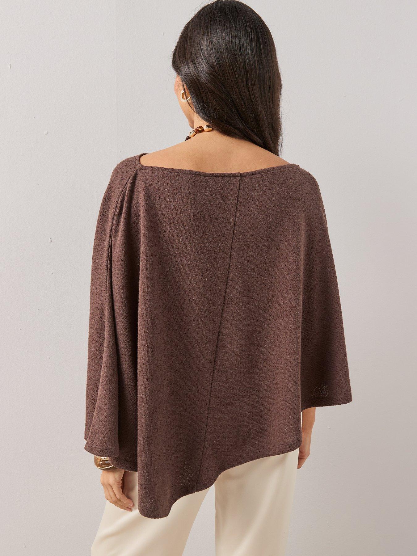 Image 2 of 7 of The Very Collection Textured Loose Fit Cape - Brown