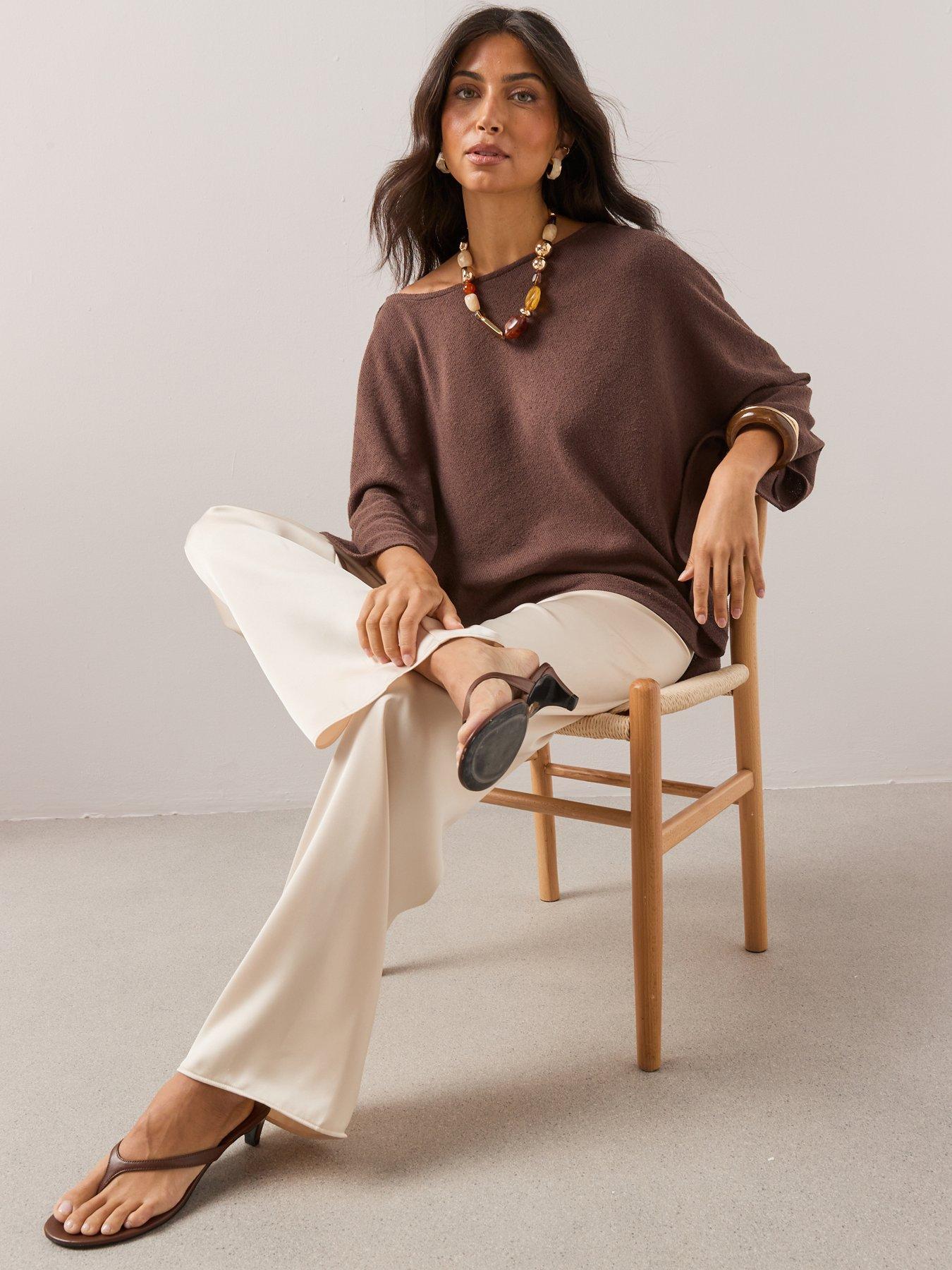 Image 4 of 7 of The Very Collection Textured Loose Fit Cape - Brown