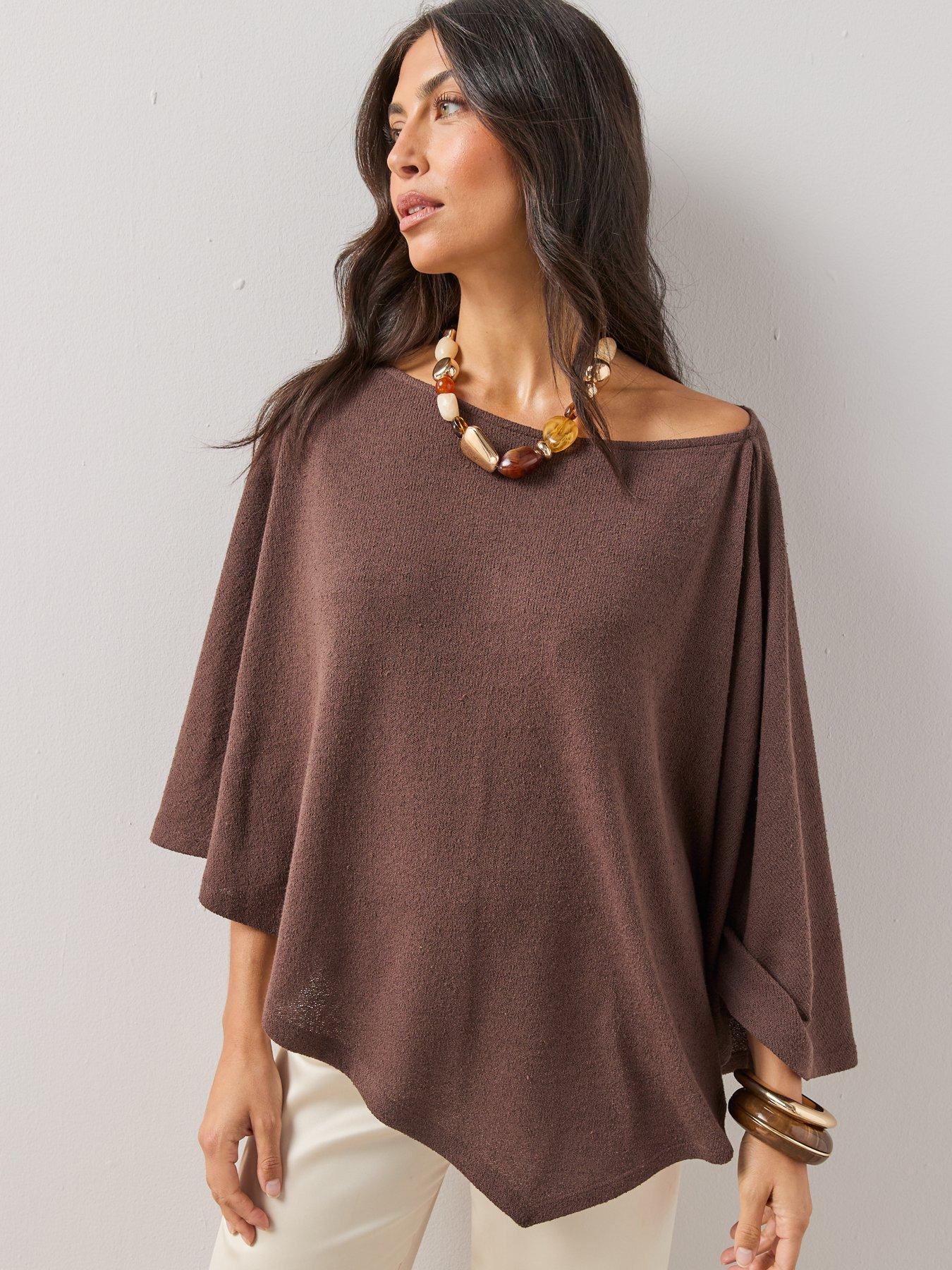 Image 5 of 7 of The Very Collection Textured Loose Fit Cape - Brown