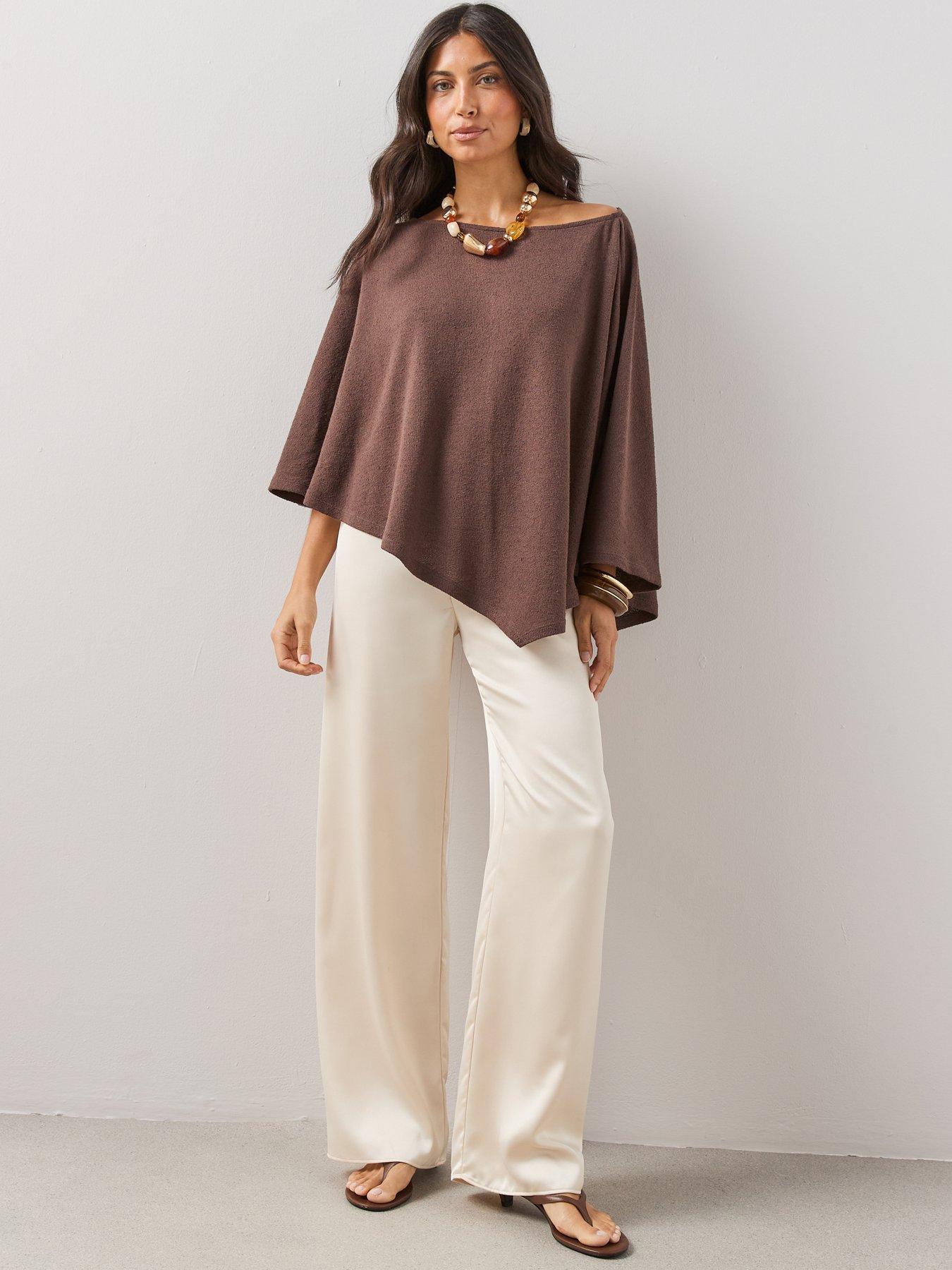 Image 6 of 7 of The Very Collection Textured Loose Fit Cape - Brown