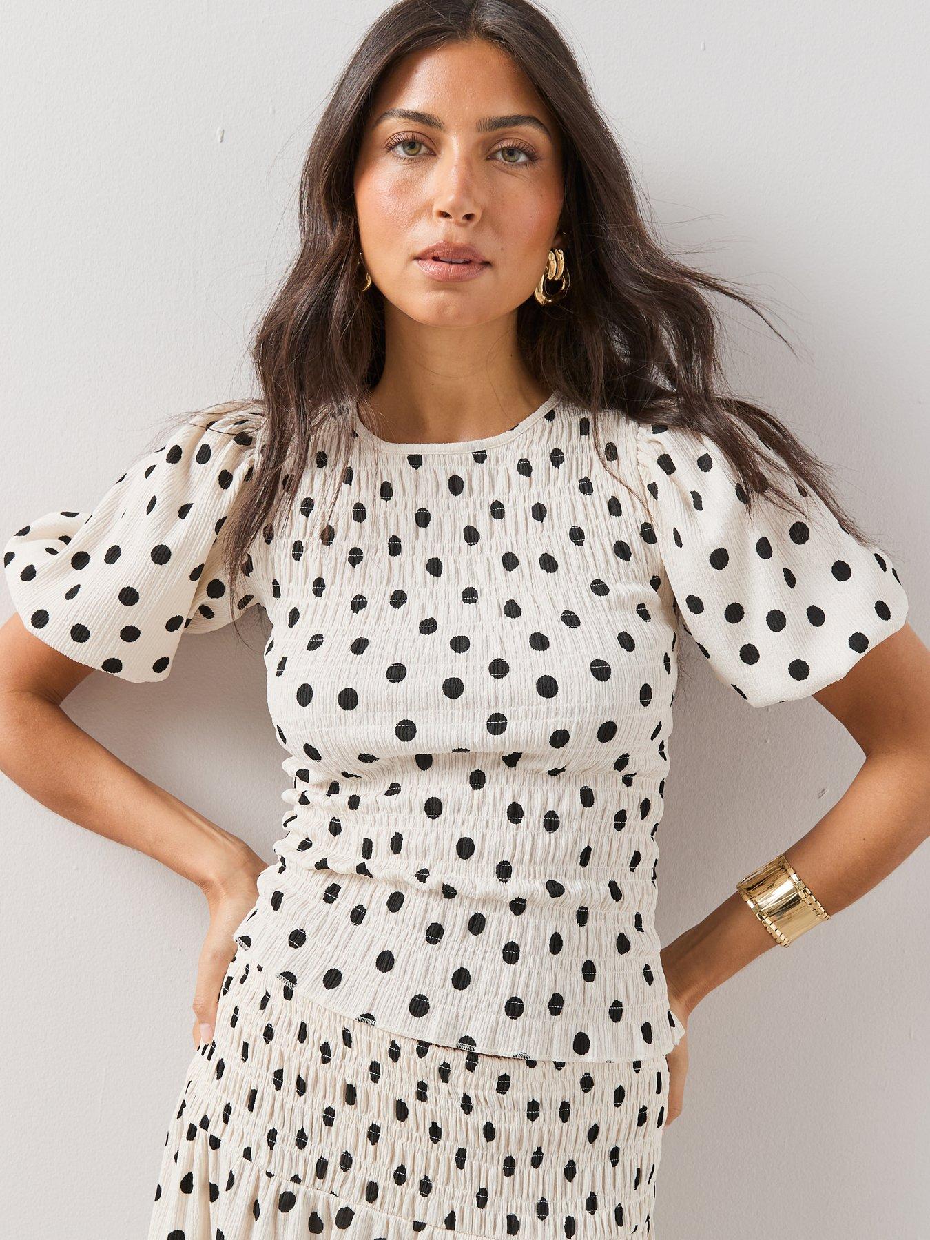 The Very Collection Spot Shirred Puff Sleeve Top