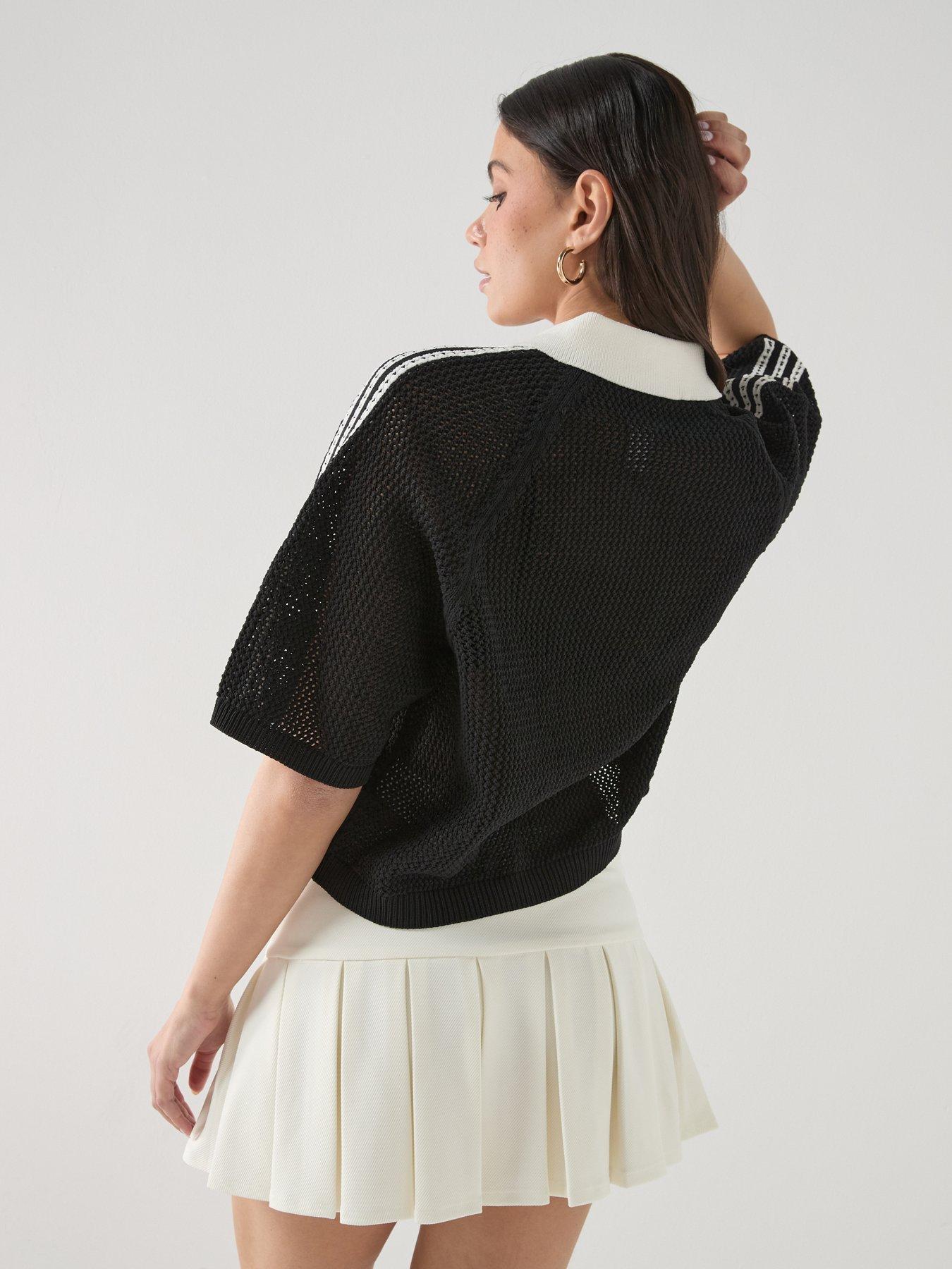 adidas Originals Women's Knitted Crochet Polo - Black | Very