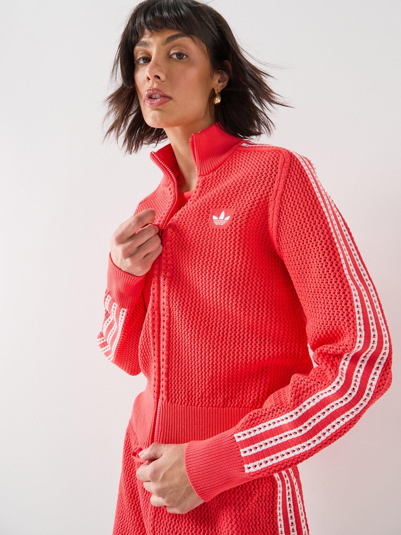 Adidas Originals Women'S Knitted Crochet Firebird Tracksuit Top - Red