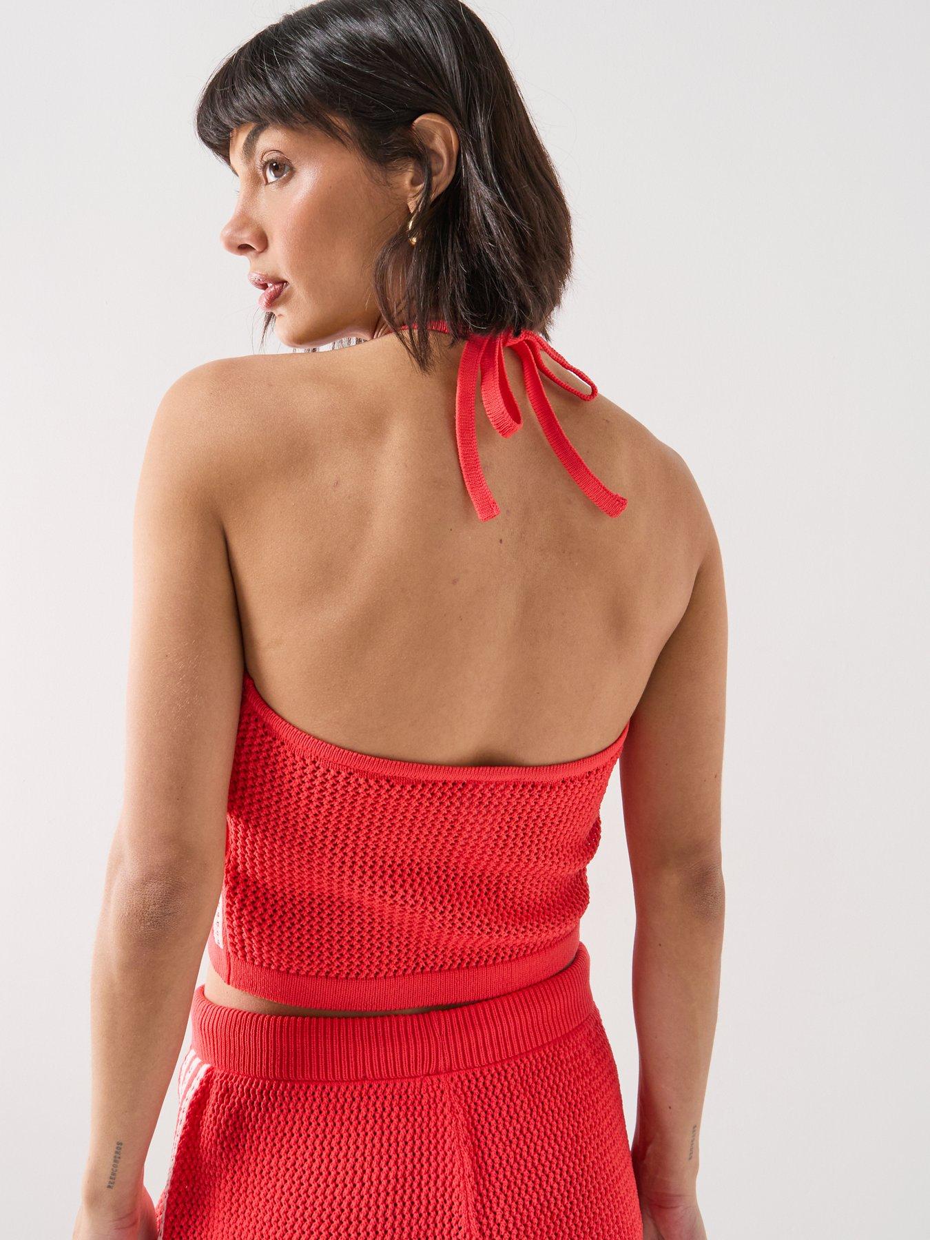 adidas Originals Women's Knitted Crochet Top - Red | Very