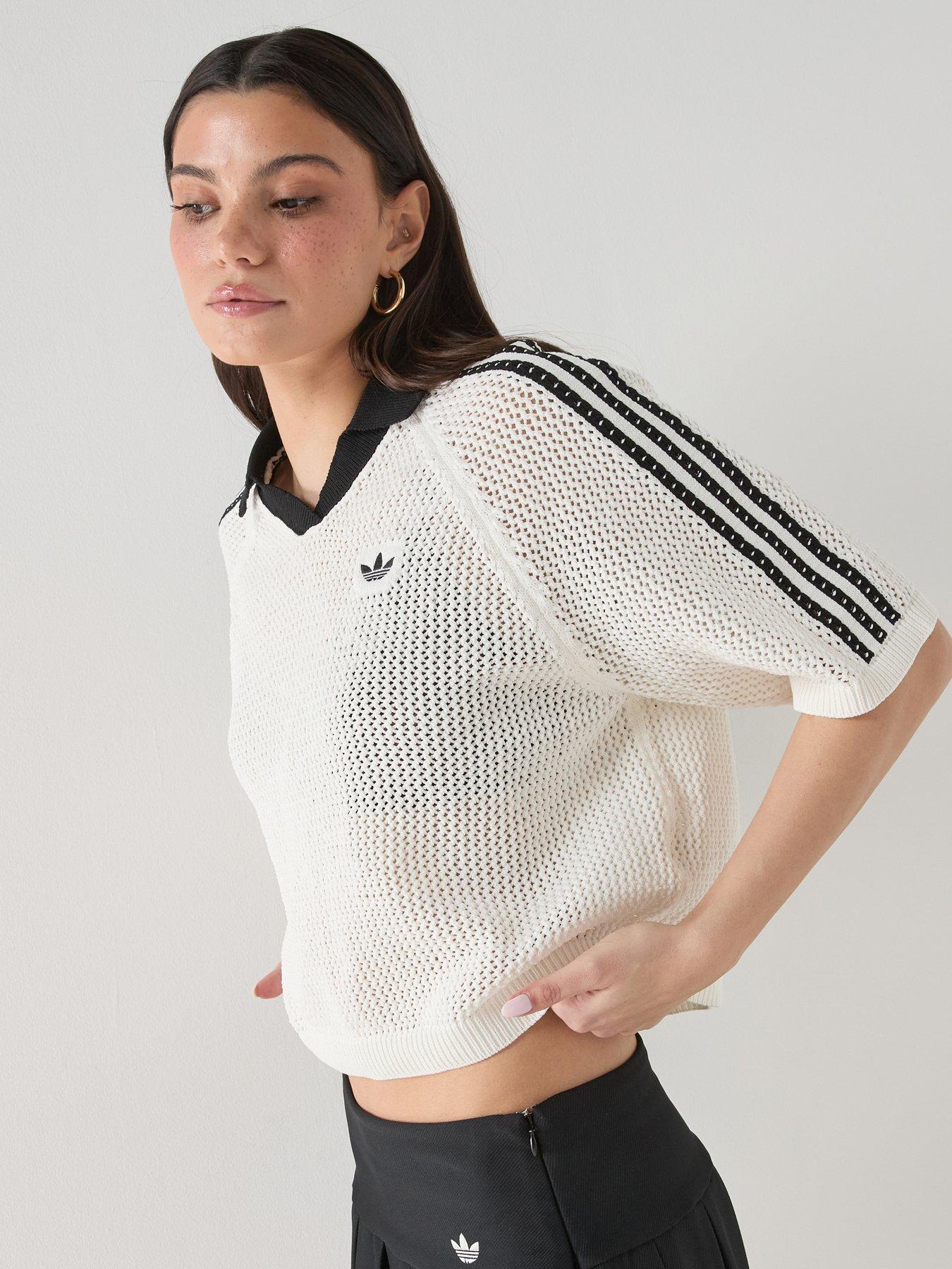 adidas Originals Women's Knitted Crochet Polo, Owhite, Size Xs, Women