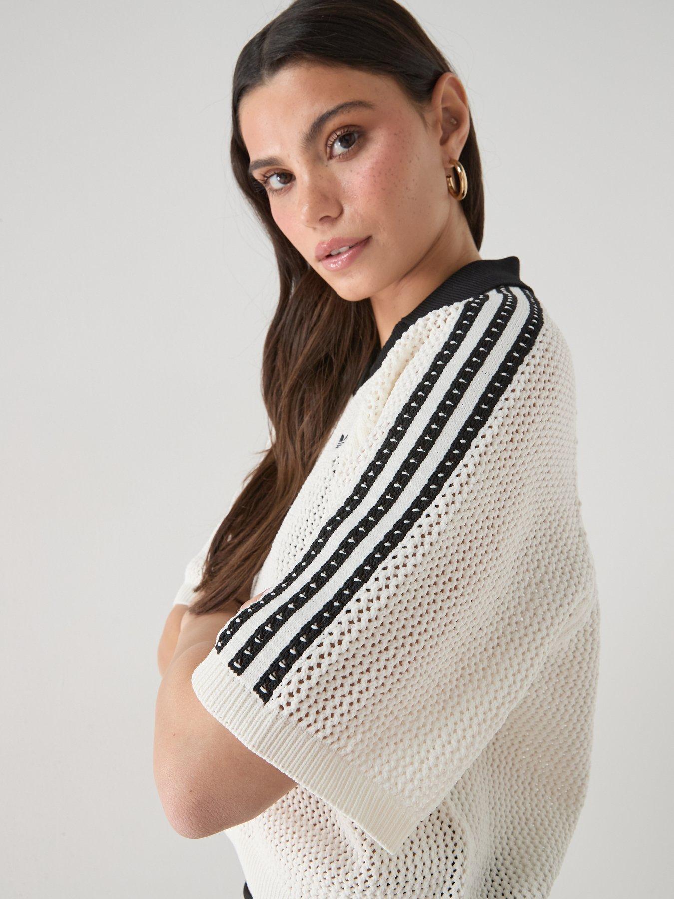 adidas Originals Women's Knitted Crochet Polo - White | Very