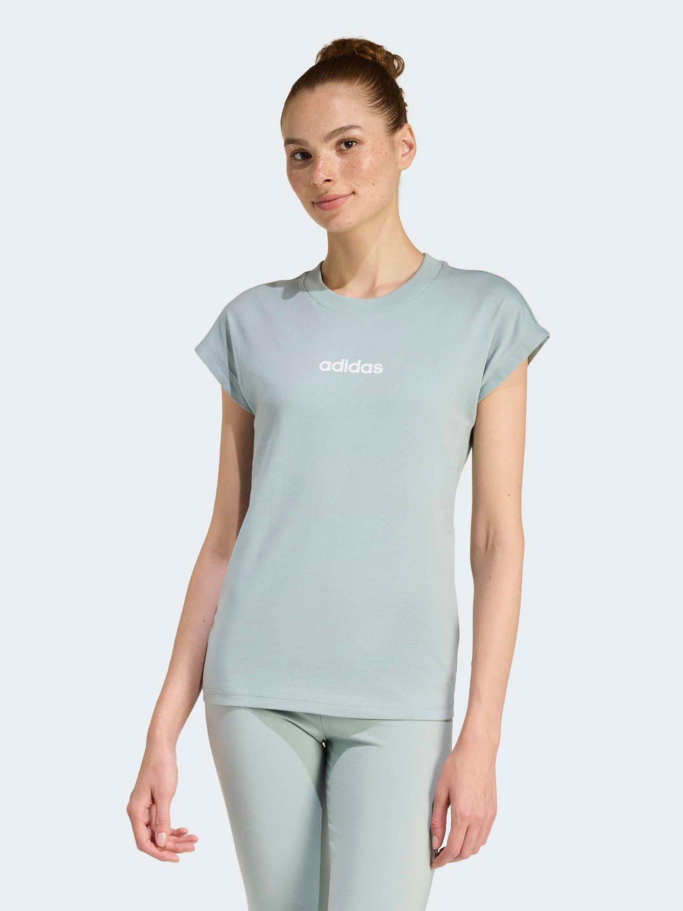 adidas Sportswear Women's Essentials Linear Cotton T-Shirt, Green, Size Xs, Women