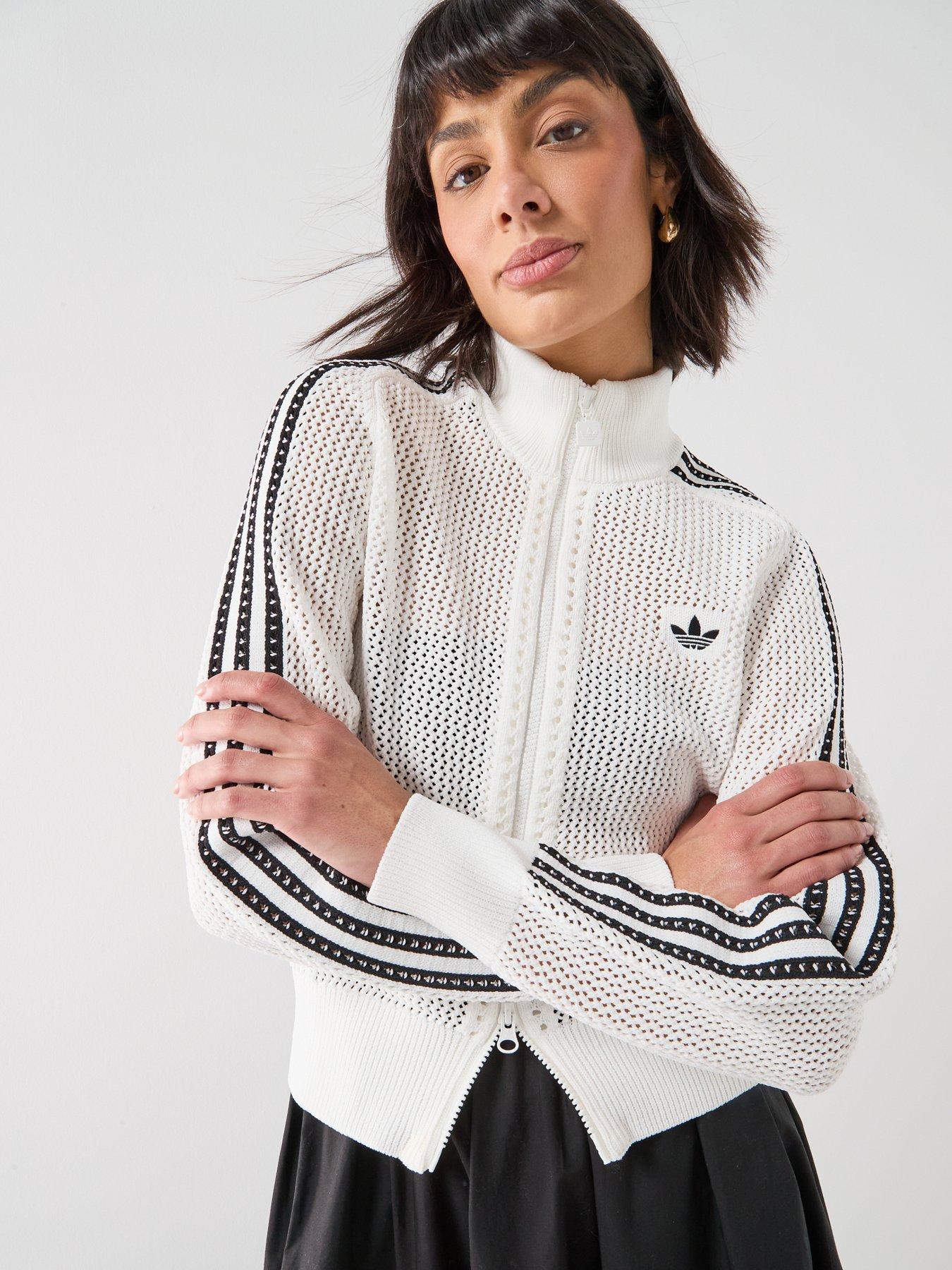 adidas Originals Women's Knitted Crochet Firebird Track Top - White