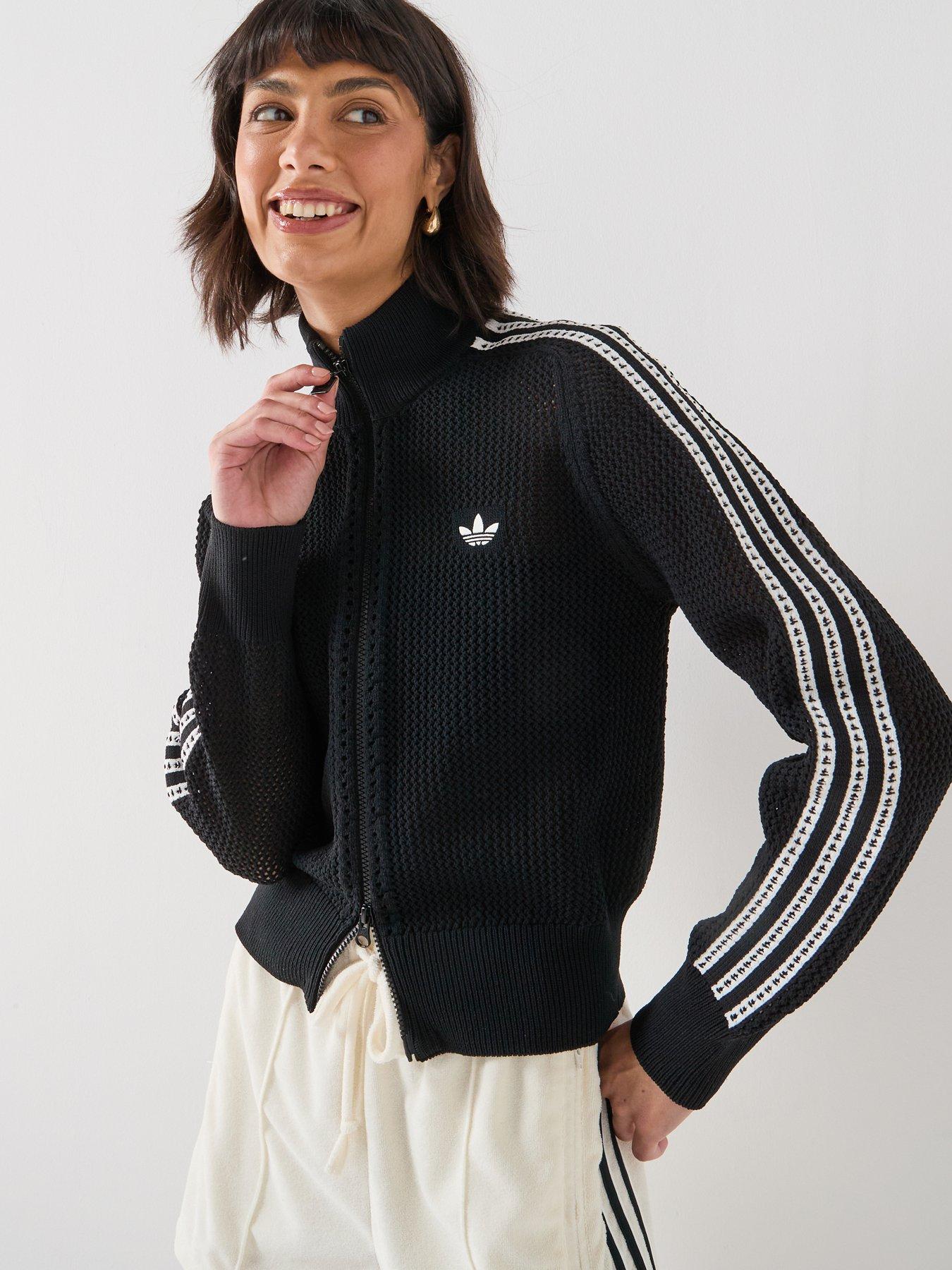 adidas Originals Women's Knitted Crochet Firebird Track Top - Black